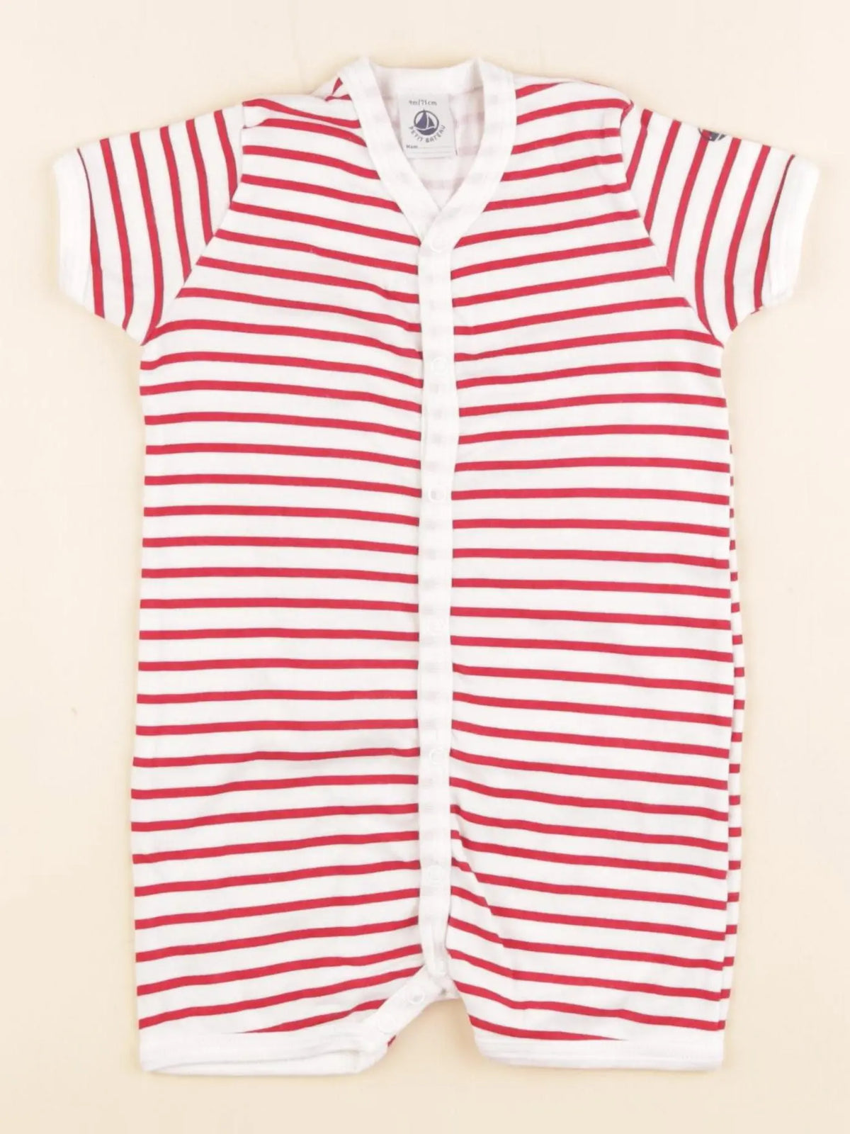 Petit Bateau - pyjama coton blanc, rouge - 9 mois
