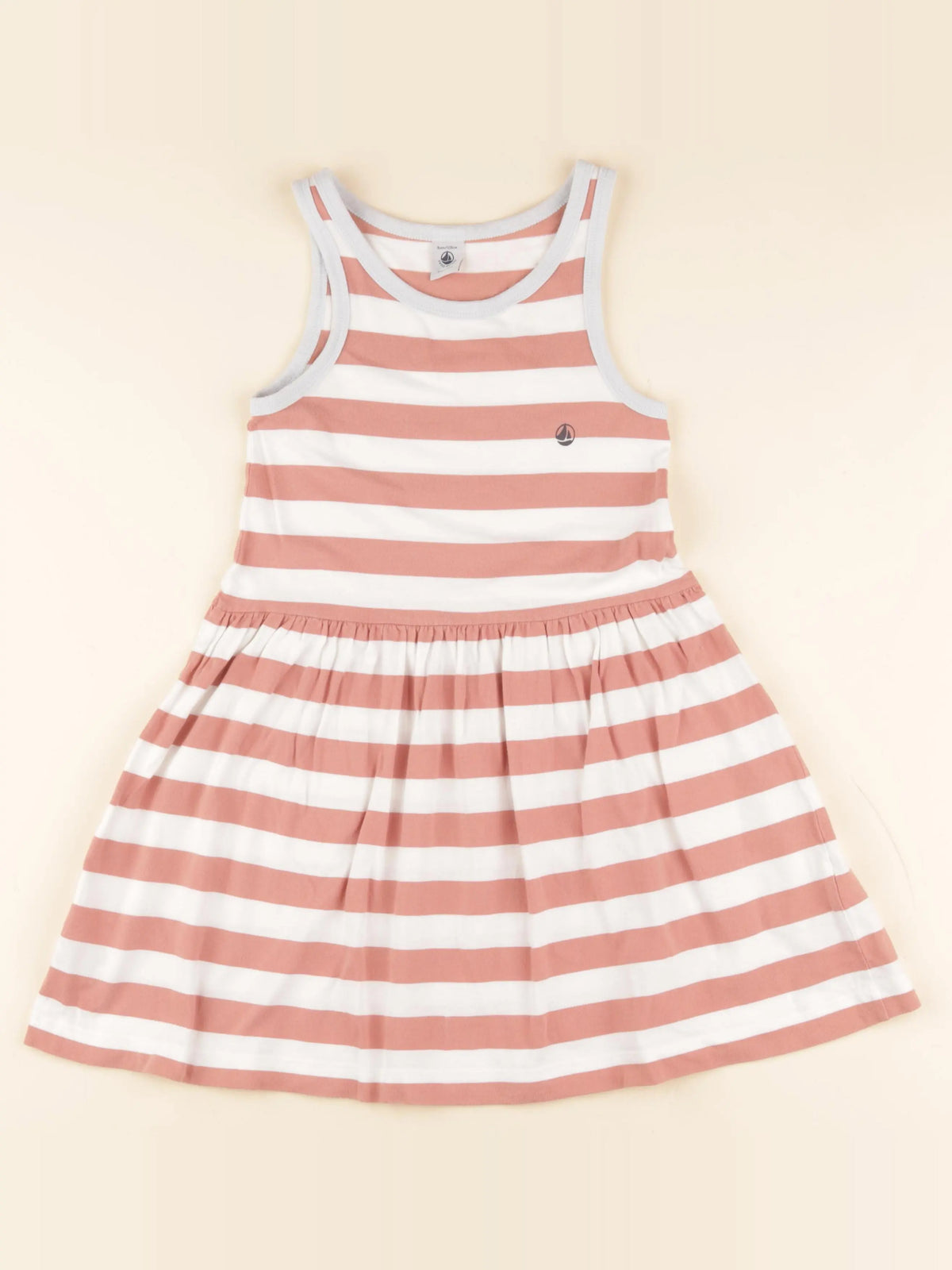 Petit Bateau - robe blanc, rouge - 8 ans