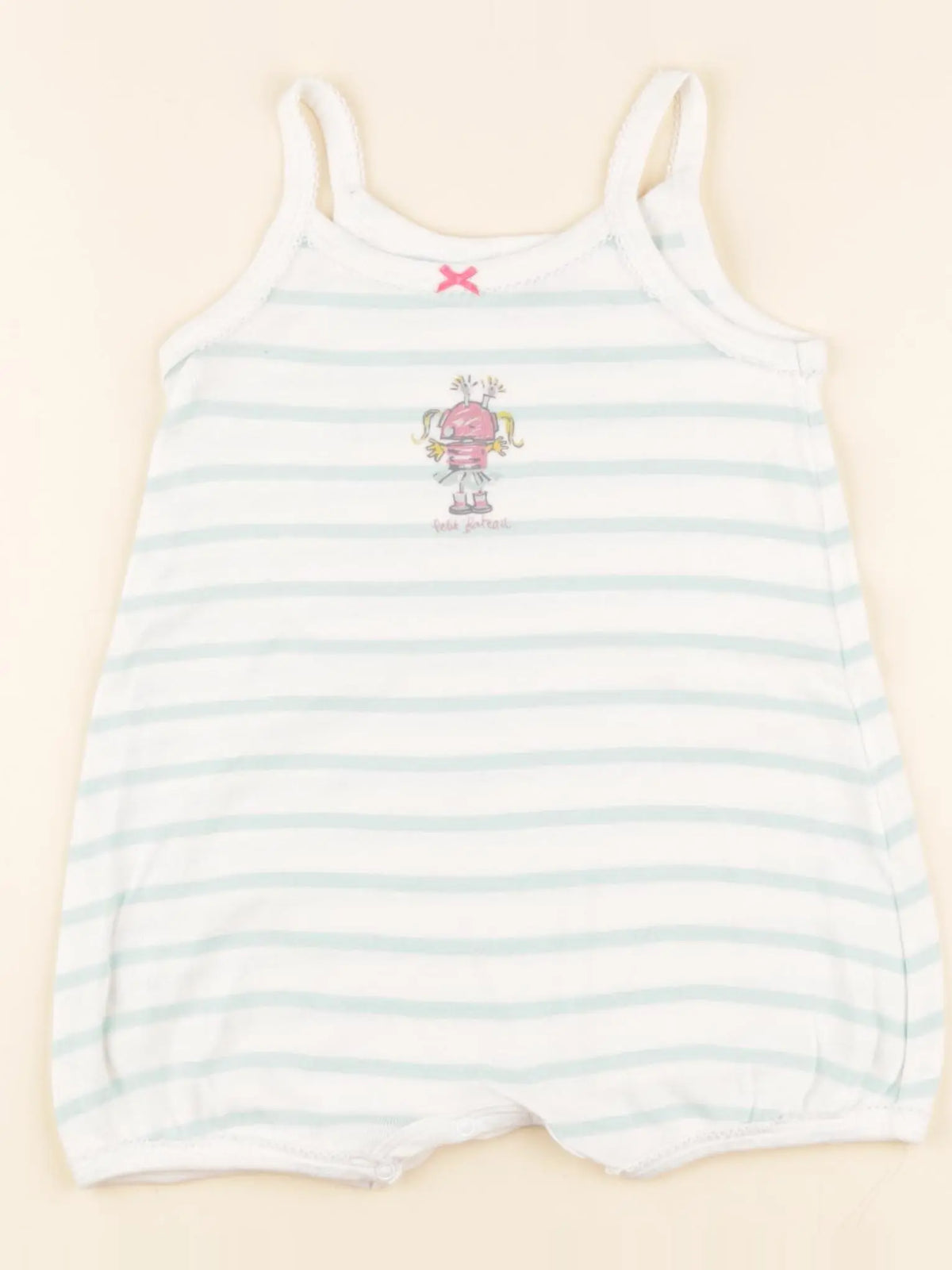 Petit Bateau - pyjama coton blanc, vert - 18 mois