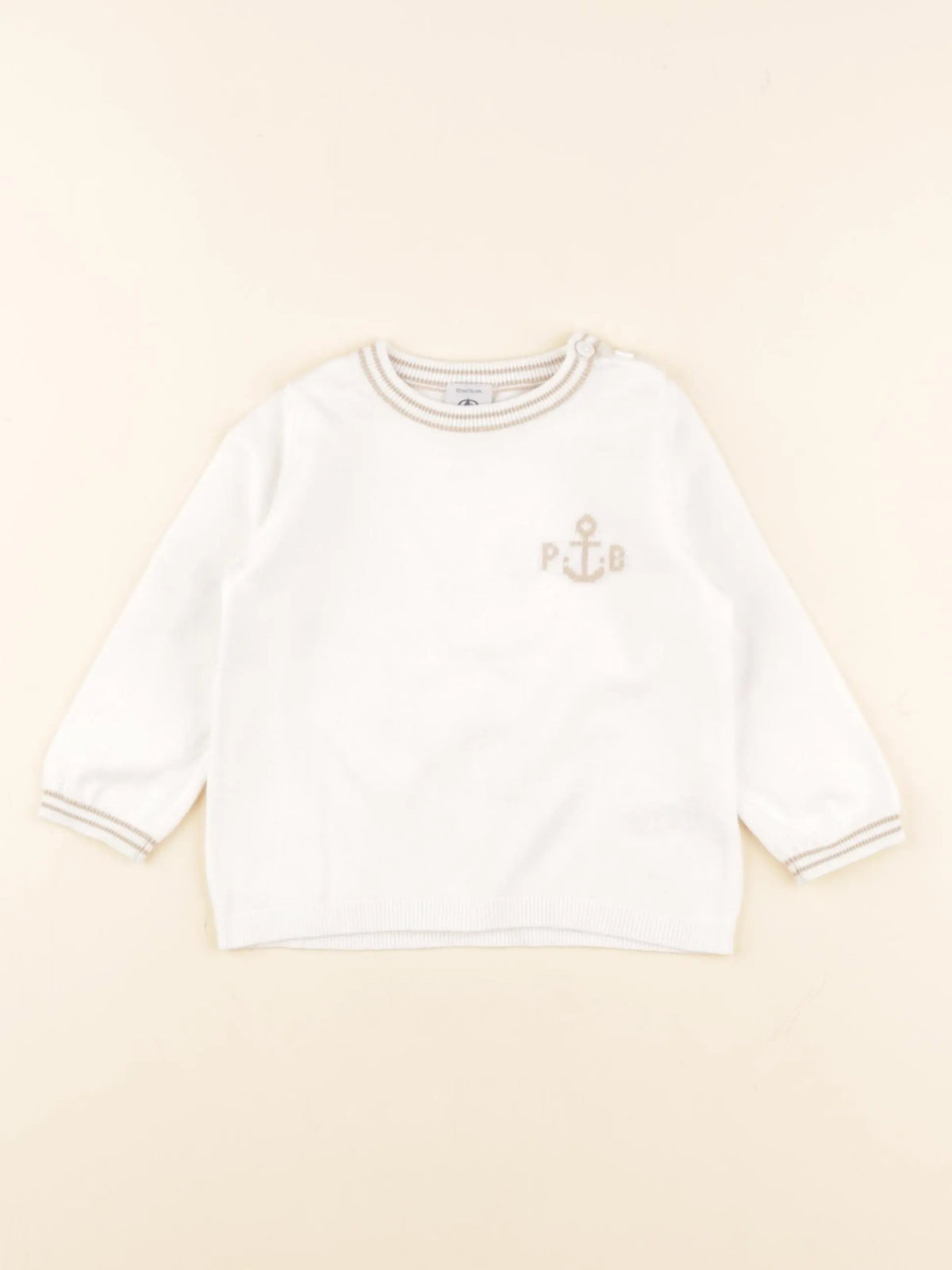 Petit Bateau - pull blanc - 12 mois
