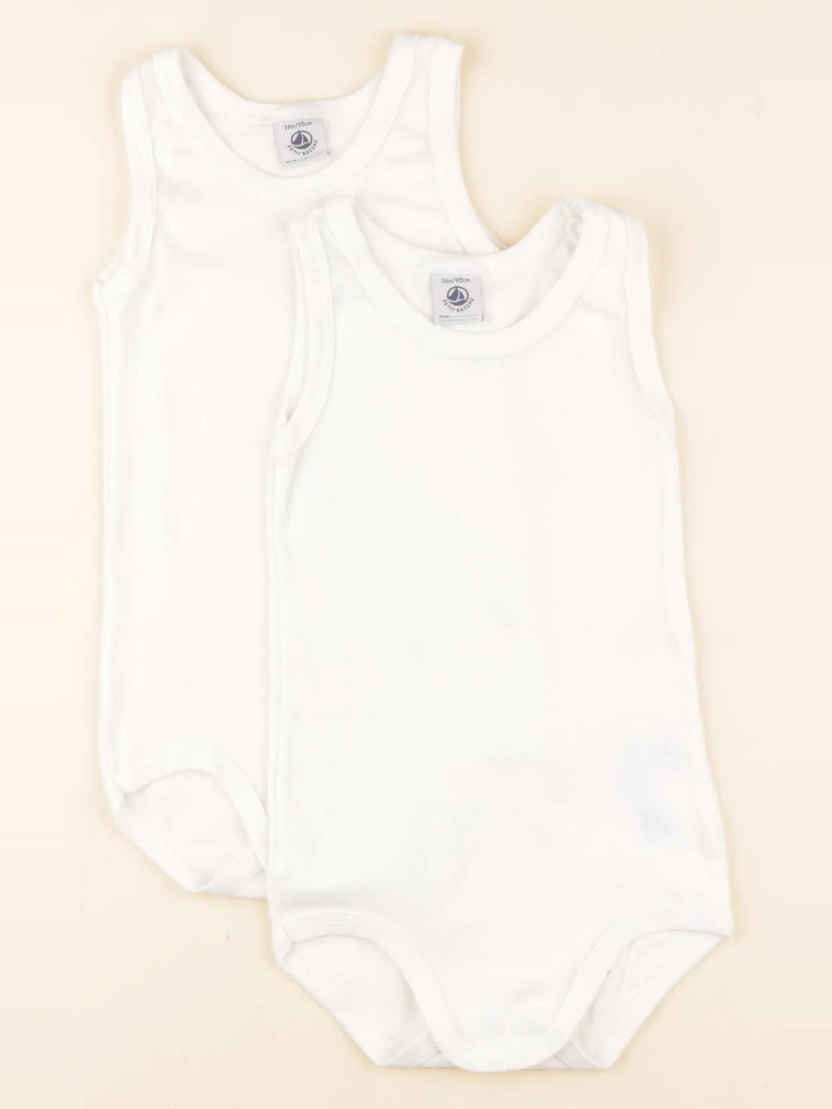 Petit Bateau - lot de 2 bodies en coton blanc - 36 mois