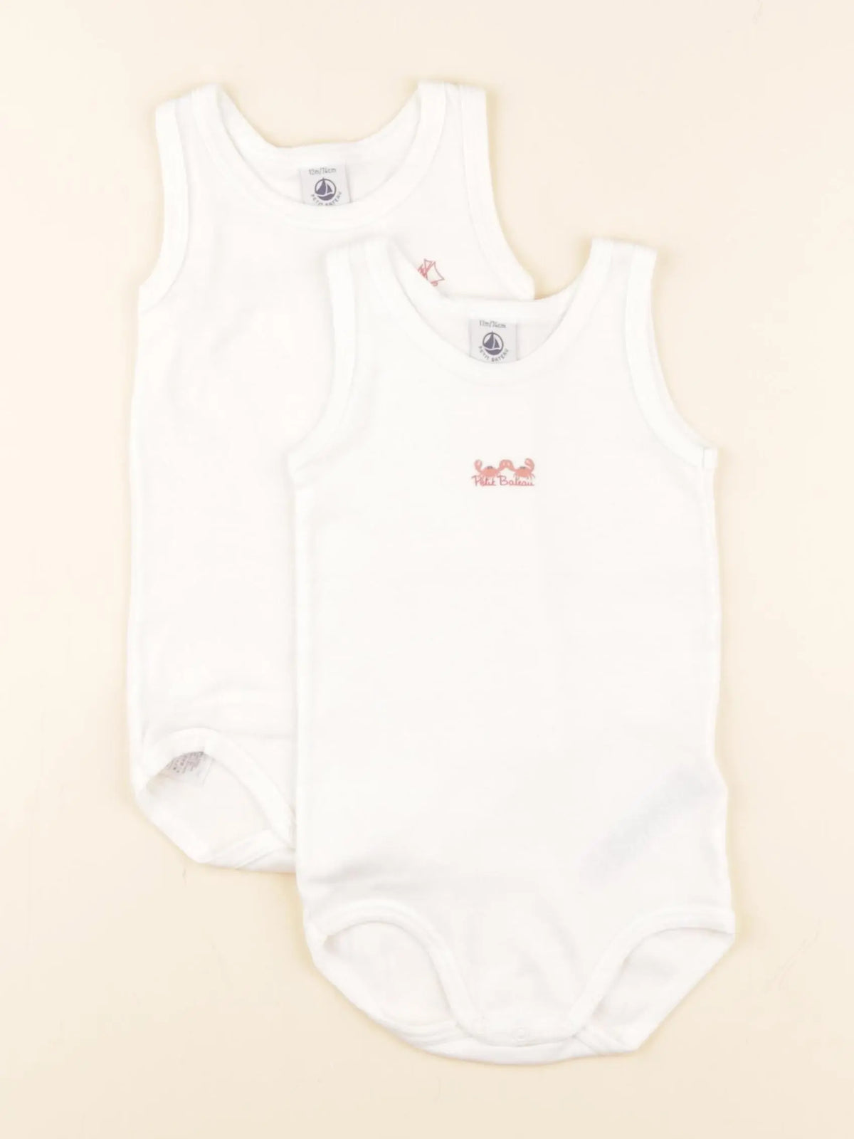 Petit Bateau - lot de 2 bodies en coton blanc - 12 mois