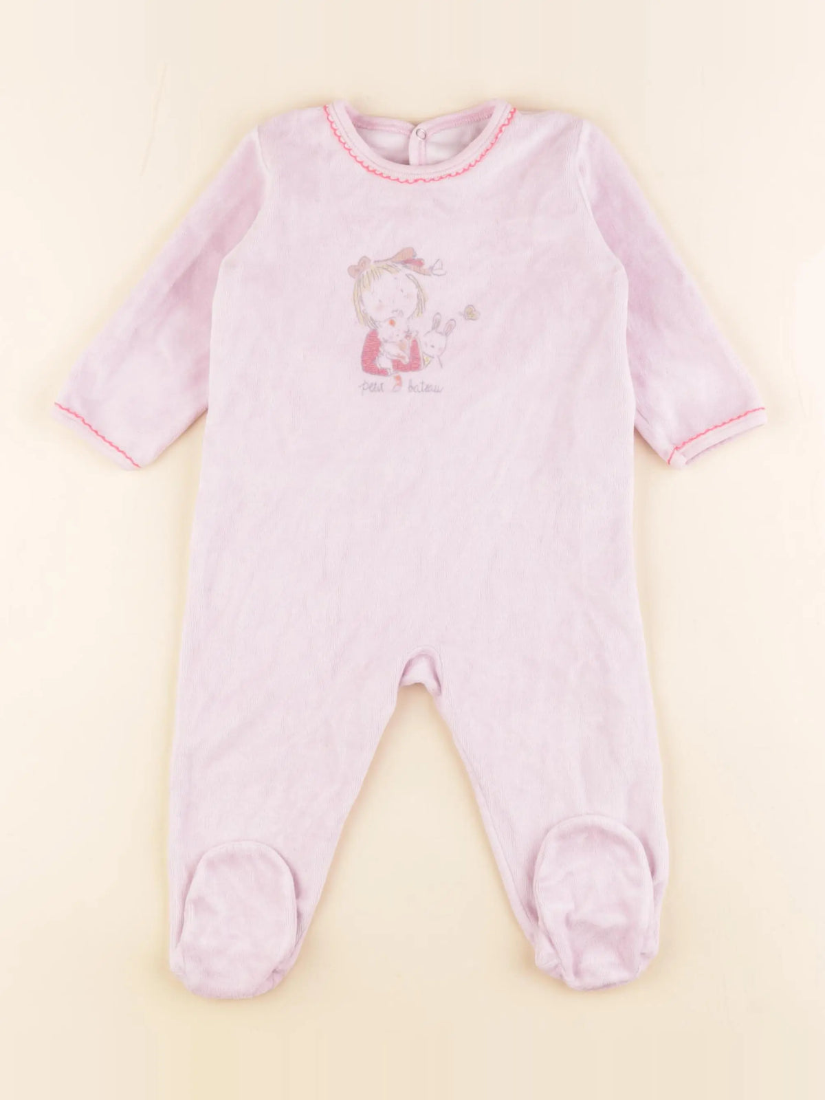 Petit Bateau - pyjama velours rose - 12 mois