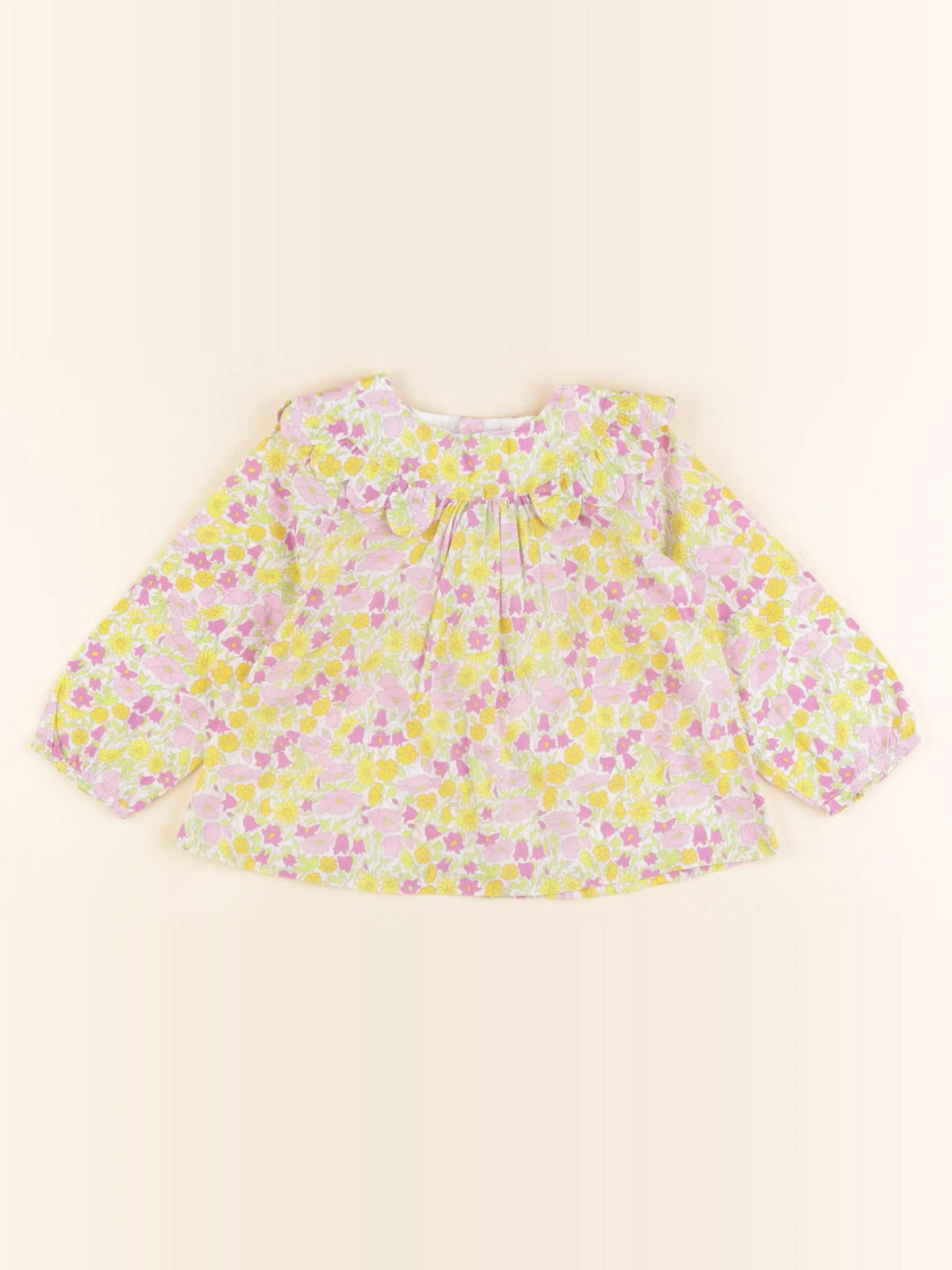 Jacadi - blouse liberty jaune, rose - 18 mois