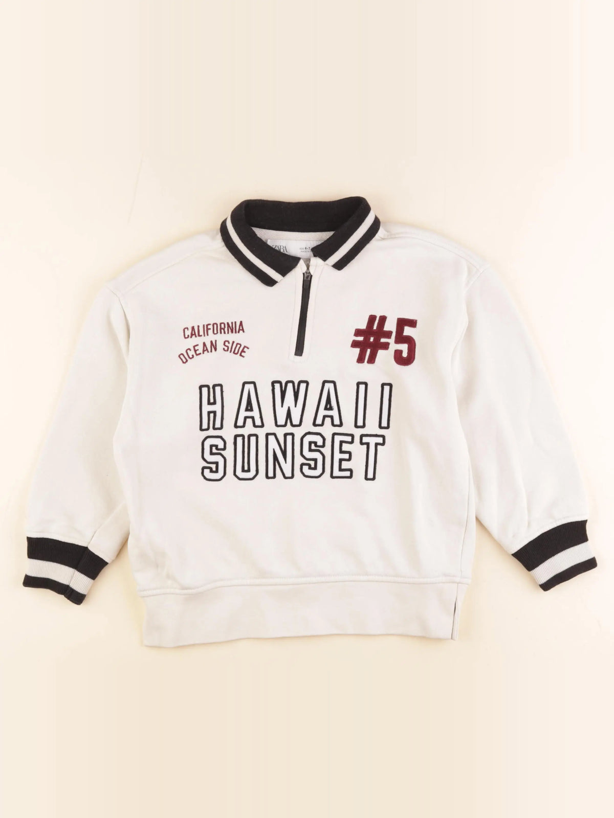 Zara - sweat beige, noir - 6/7 ans