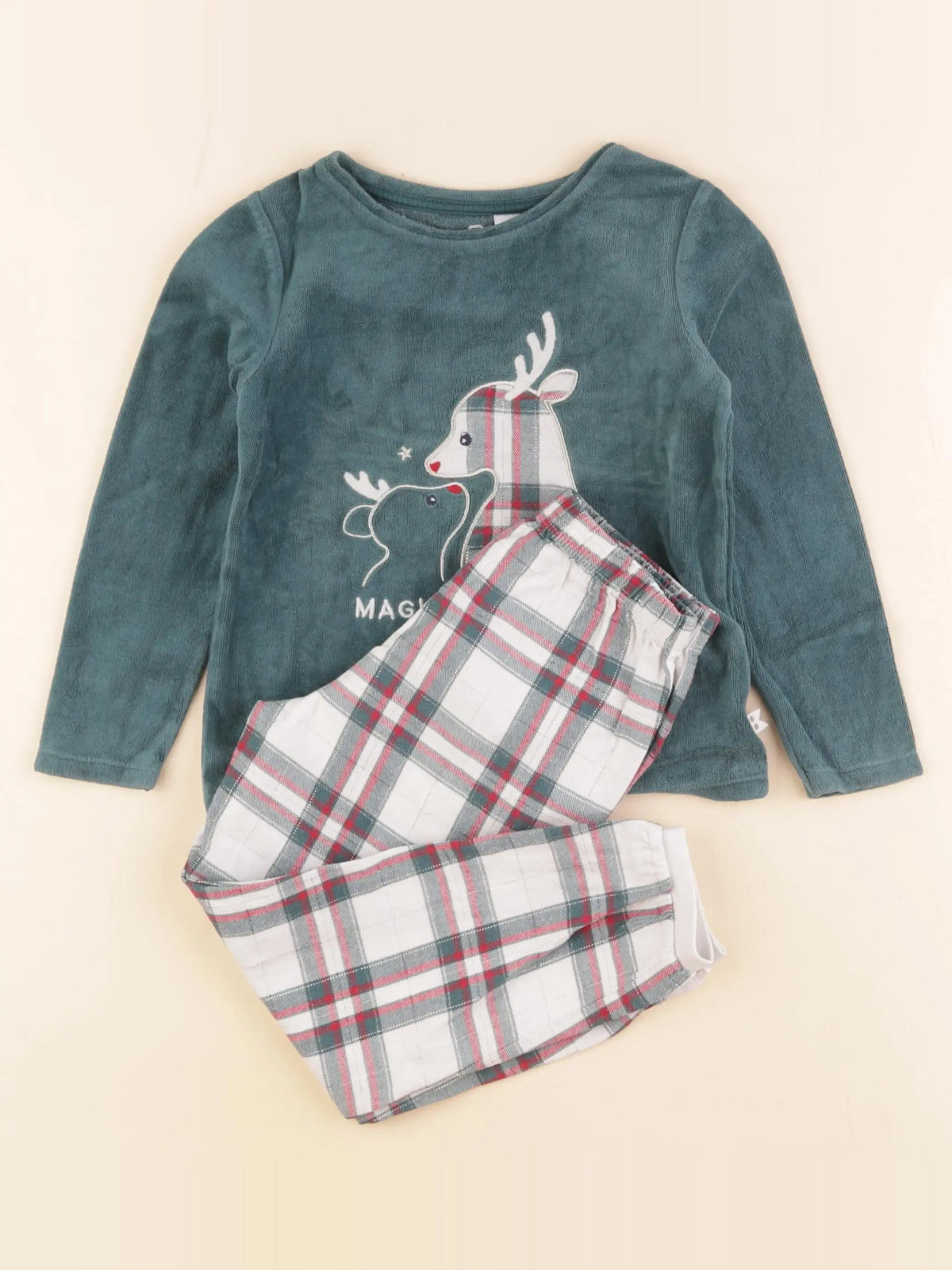 Okaidi - pyjama velours vert, multicolore - 4 ans