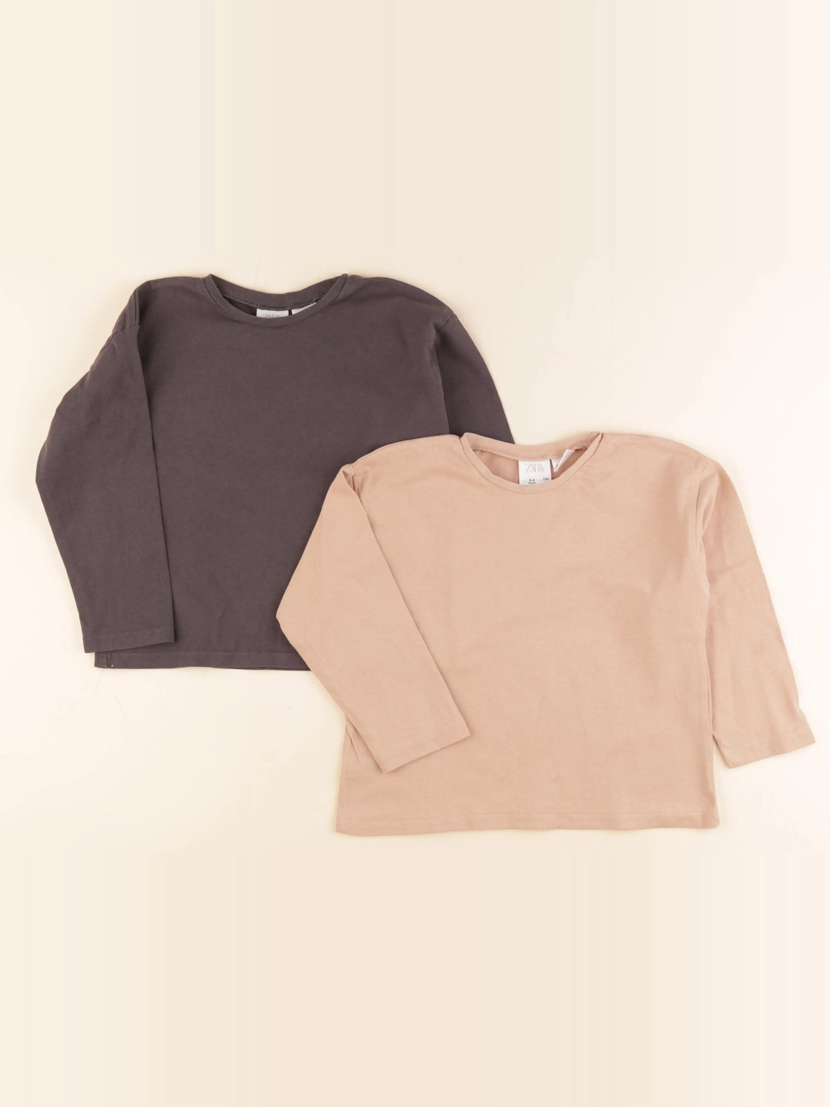 Zara - lot de 2 tee-shirts marron, gris - 3/4 ans