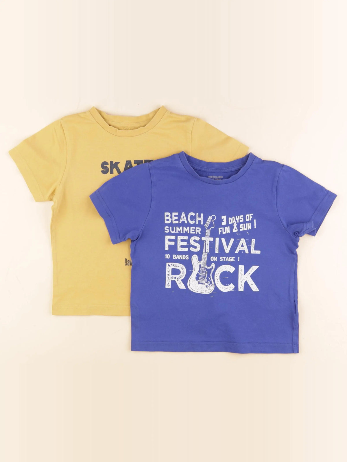Vertbaudet - lot de 2 tee-shirts bleu, jaune - 5 ans