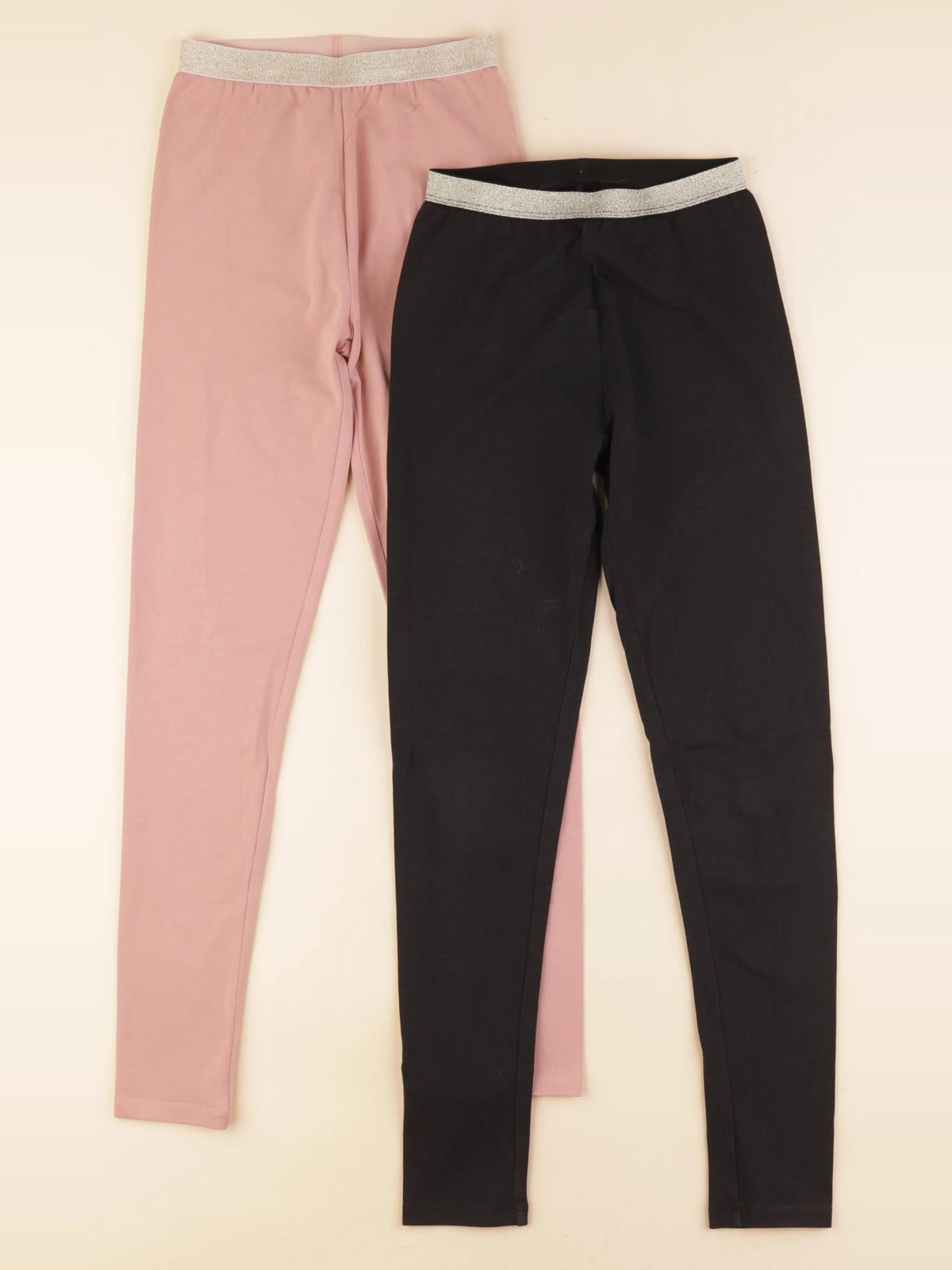 Vertbaudet - lot de 2 leggings noir, rose - 10 ans