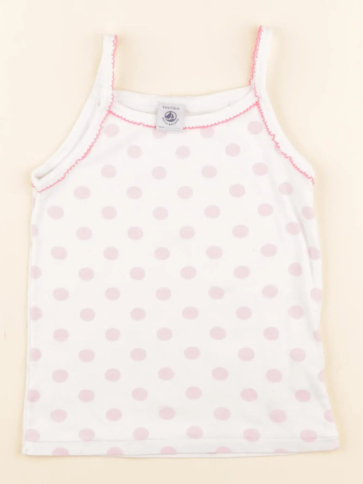 Petit Bateau - maillot de corps blanc, rose - 6 ans