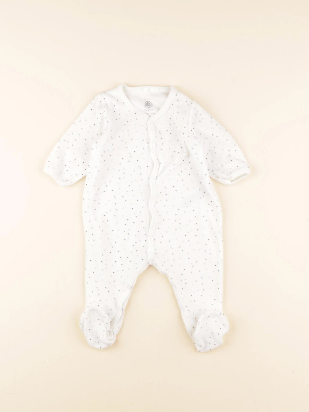 Petit Bateau - pyjama velours blanc - 6 mois
