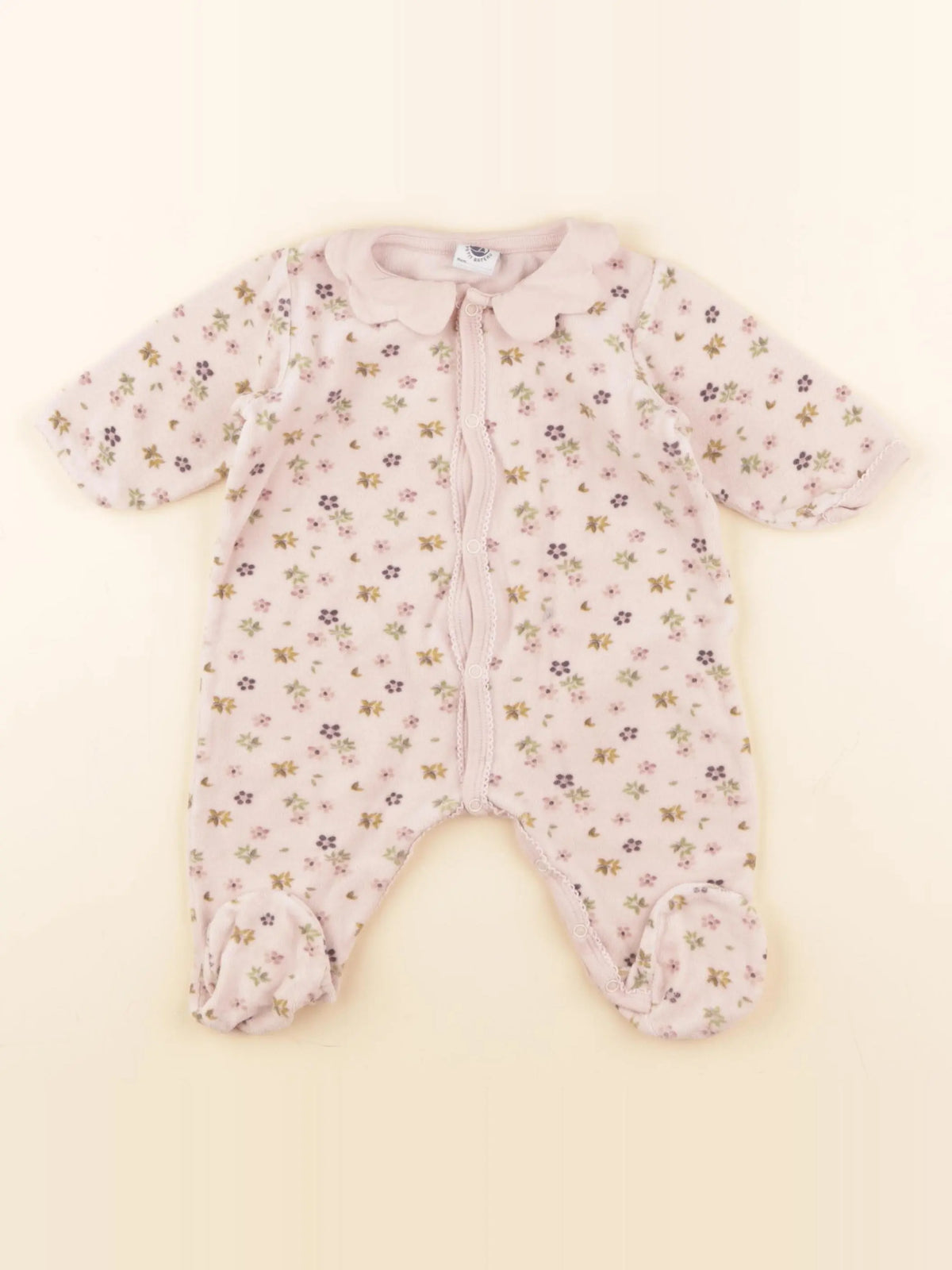 Petit Bateau - pyjama velours rose - 6 mois