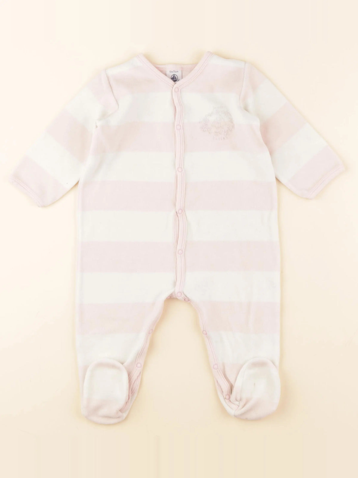 Petit Bateau - pyjama velours rose - 12 mois