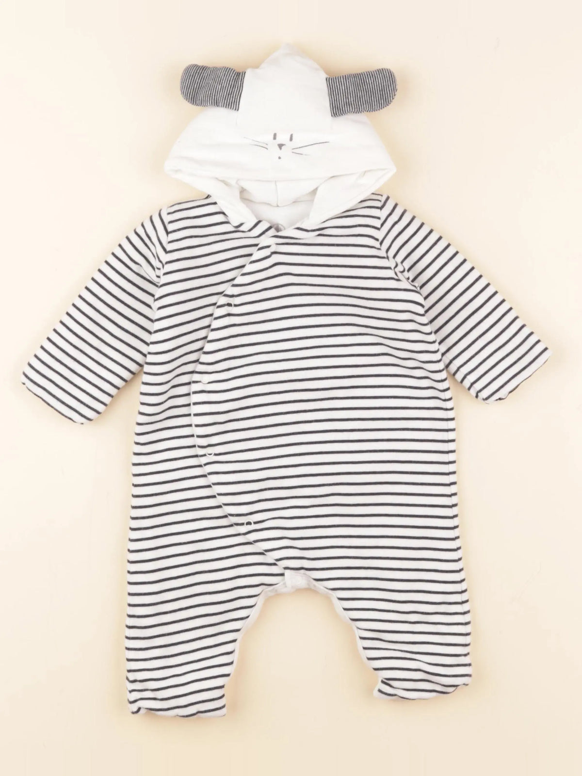 Petit Bateau - pyjama coton bleu, blanc - 3 mois