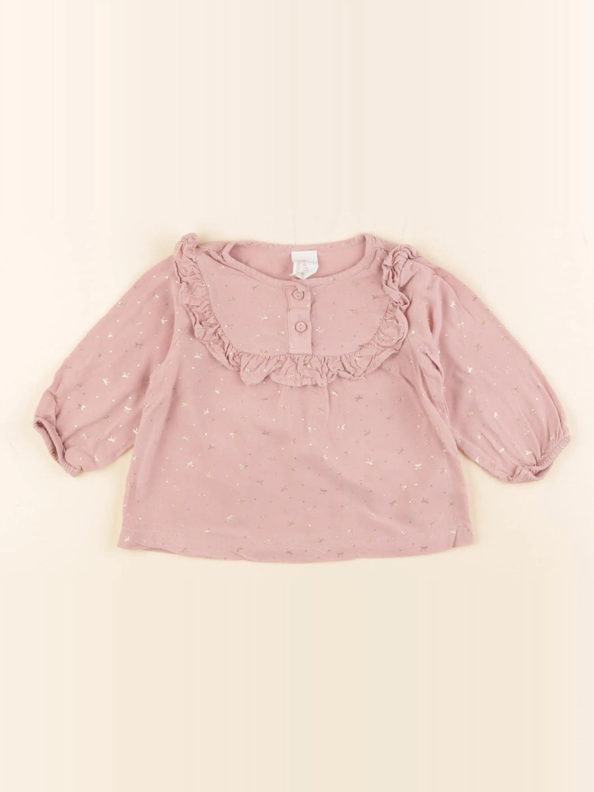 H&M - blouse rose, or - 6/9 mois