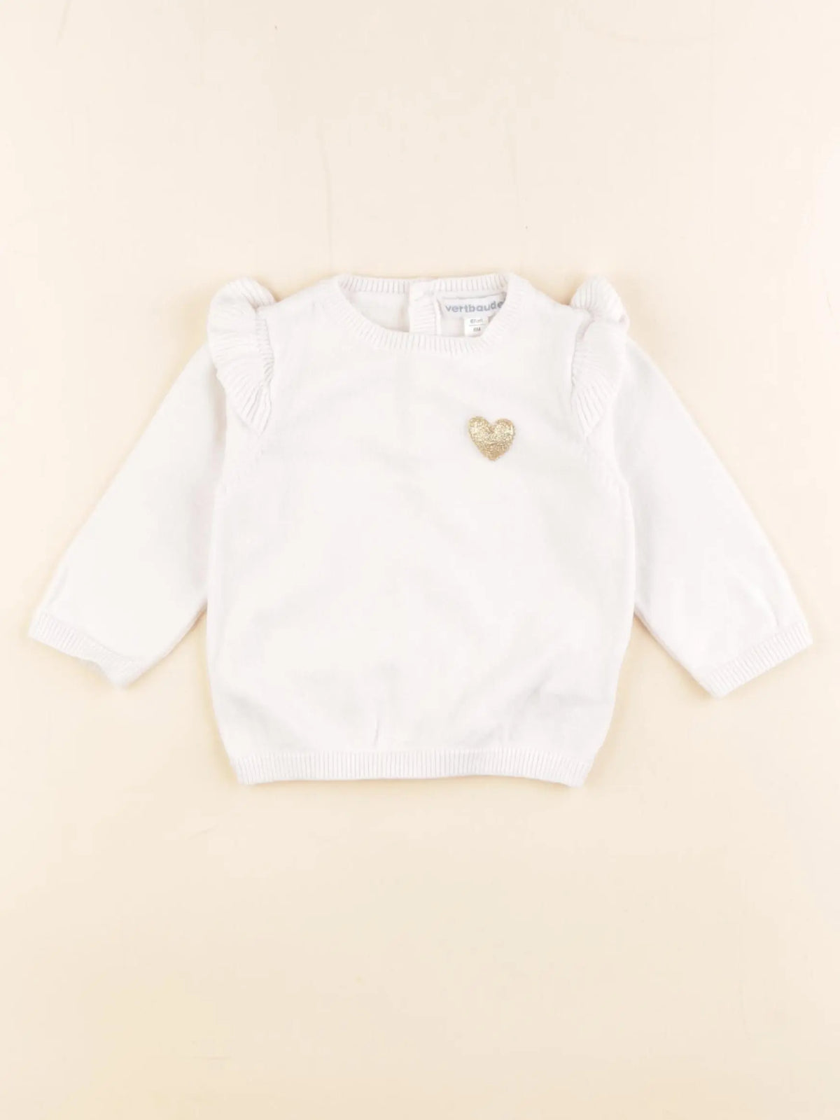 Vertbaudet - pull blanc - 6 mois