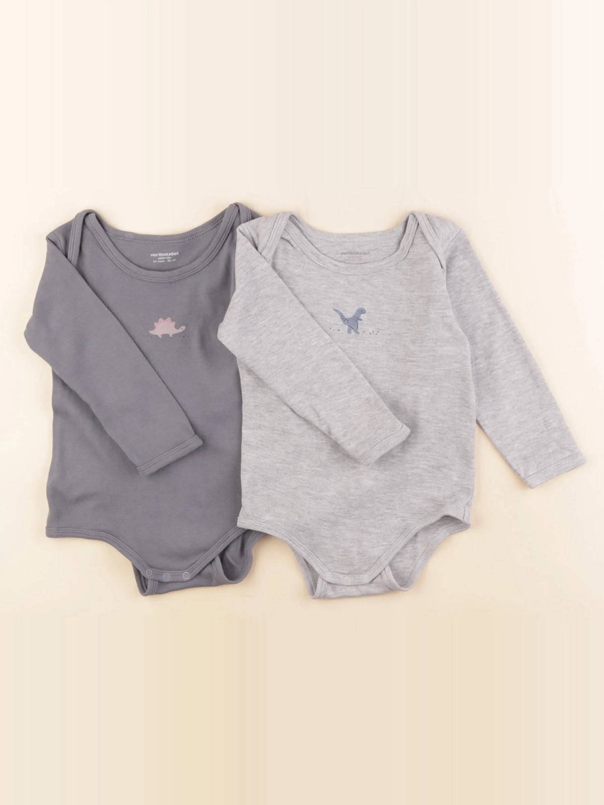 Vertbaudet - lot de 2 bodies en coton gris, bleu - 24 mois