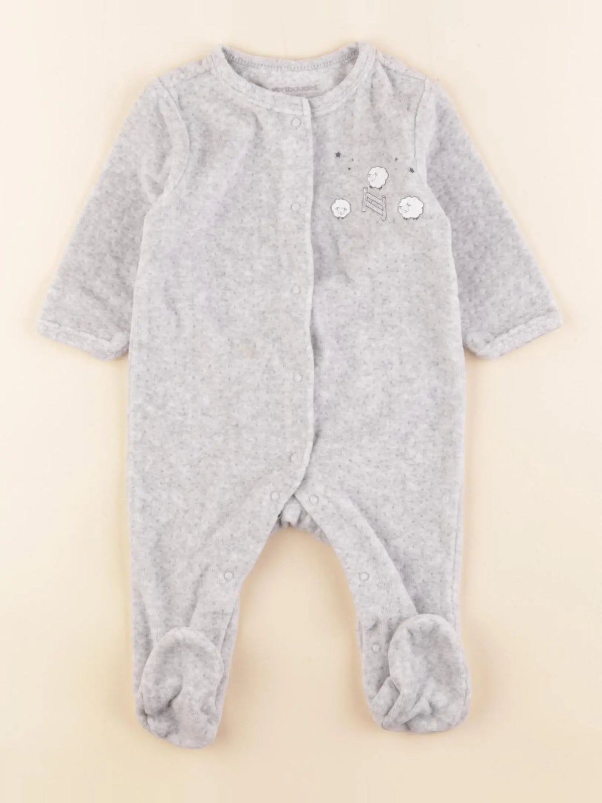 Vertbaudet - pyjama velours gris - 3 mois