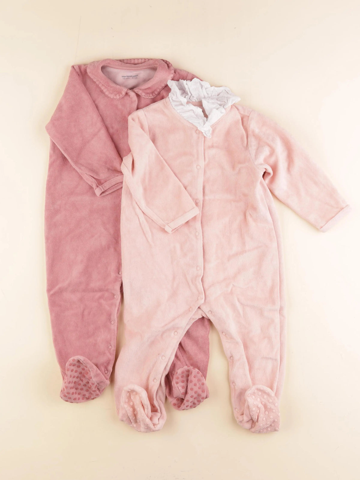 Vertbaudet - lot de 2 pyjamas velours rose - 18 mois