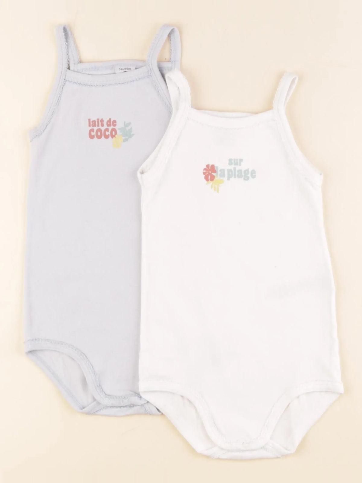 Petit Bateau - lot de 2 bodies en coton bleu, blanc - 36 mois
