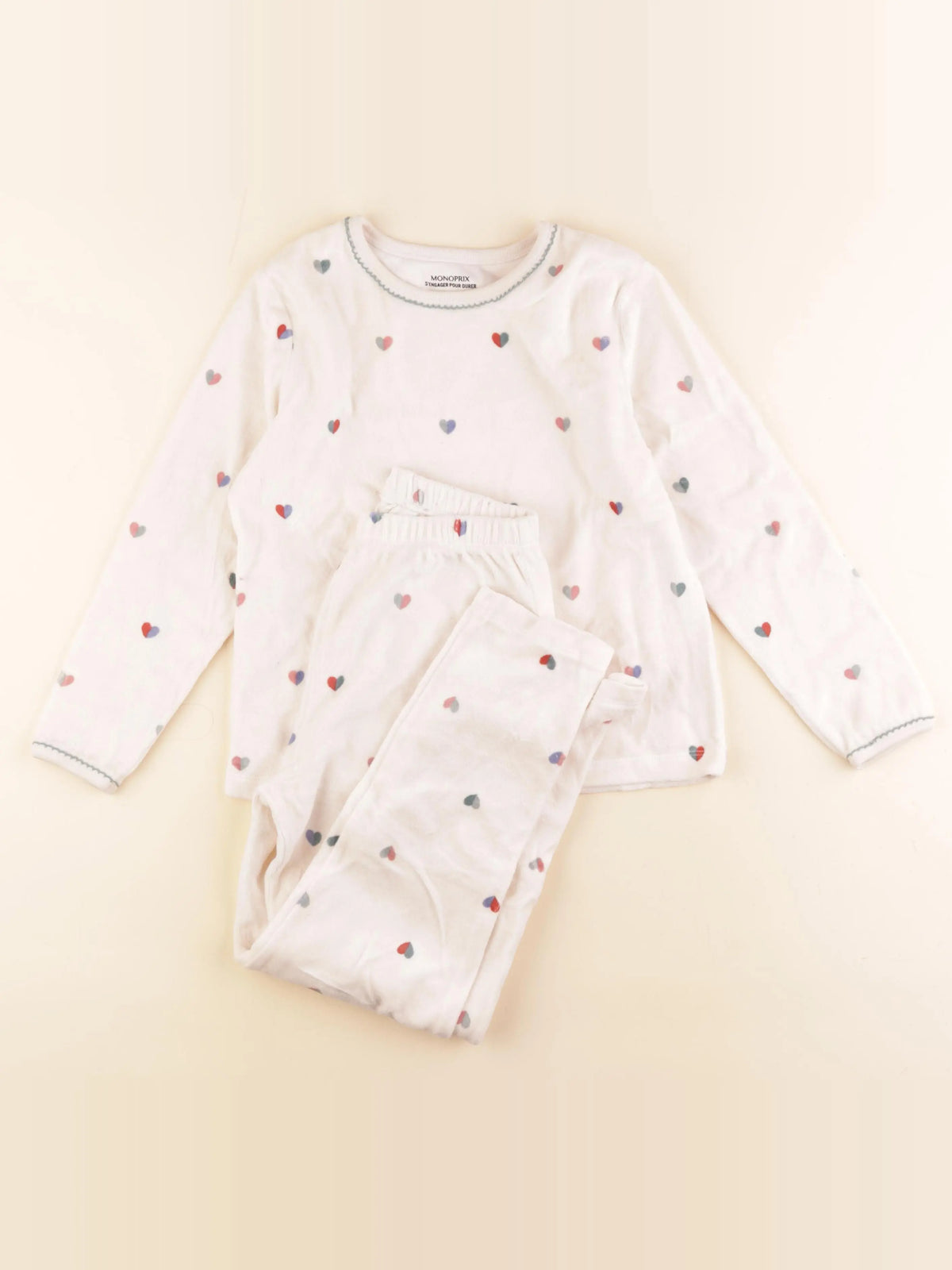 Monoprix - pyjama velours beige - 8 ans