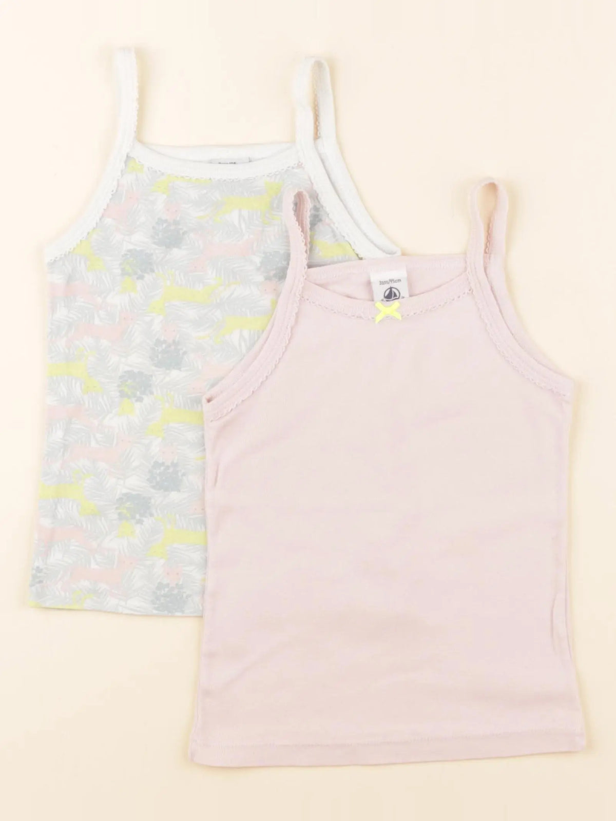 Petit Bateau - lot de 2 maillots de corps blanc, rose - 3 ans