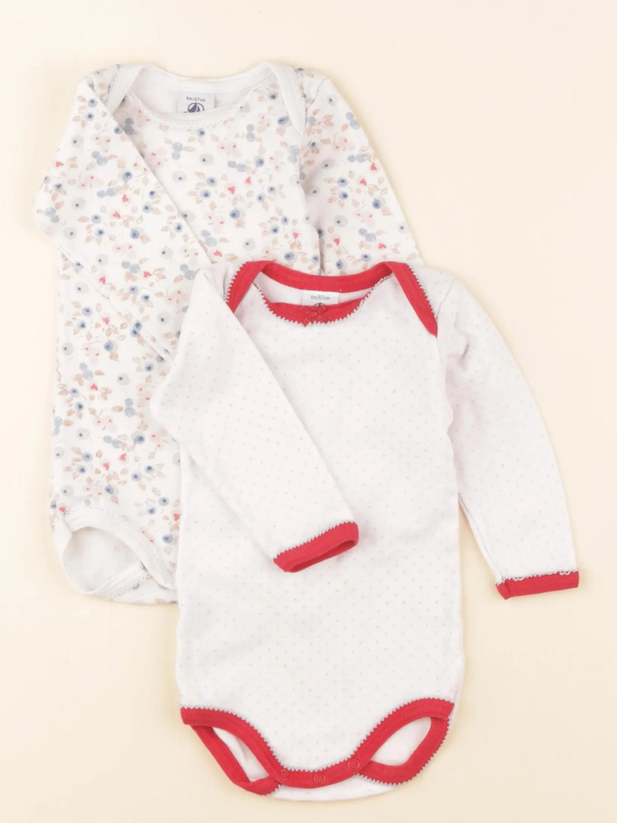 Petit Bateau - lot de 2 bodies en coton blanc - 6 mois