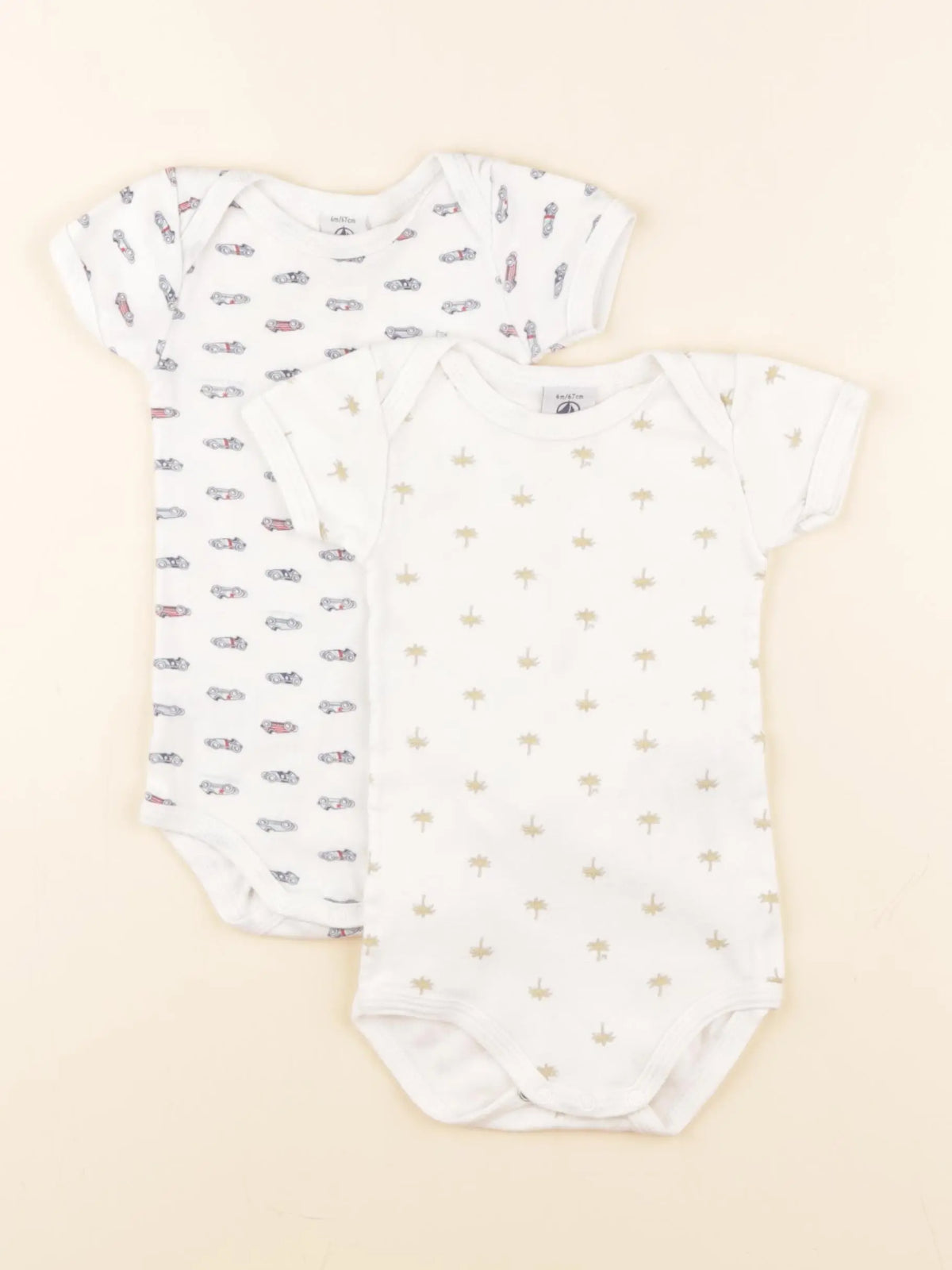 Petit Bateau - lot de 2 bodies en coton blanc - 6 mois