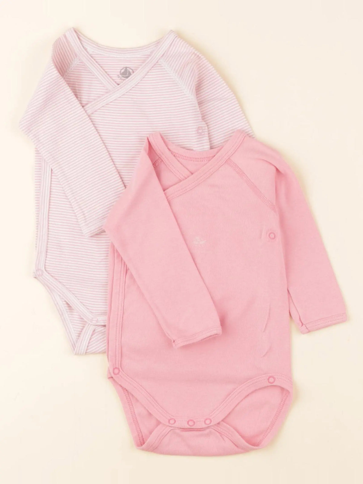 Petit Bateau - lot de 2 bodies en coton rose - 6 mois
