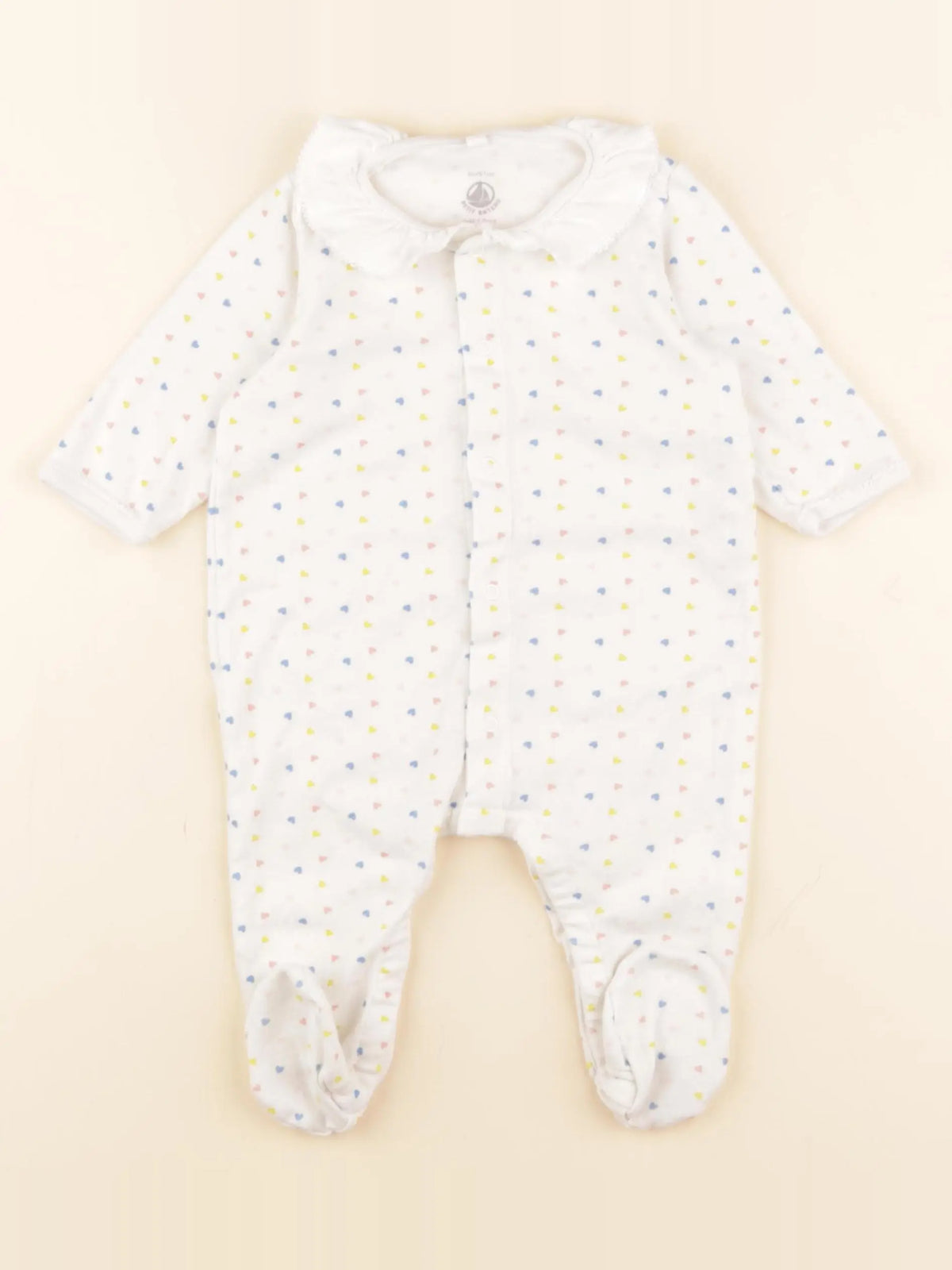 Petit Bateau - pyjama coton blanc - 6 mois
