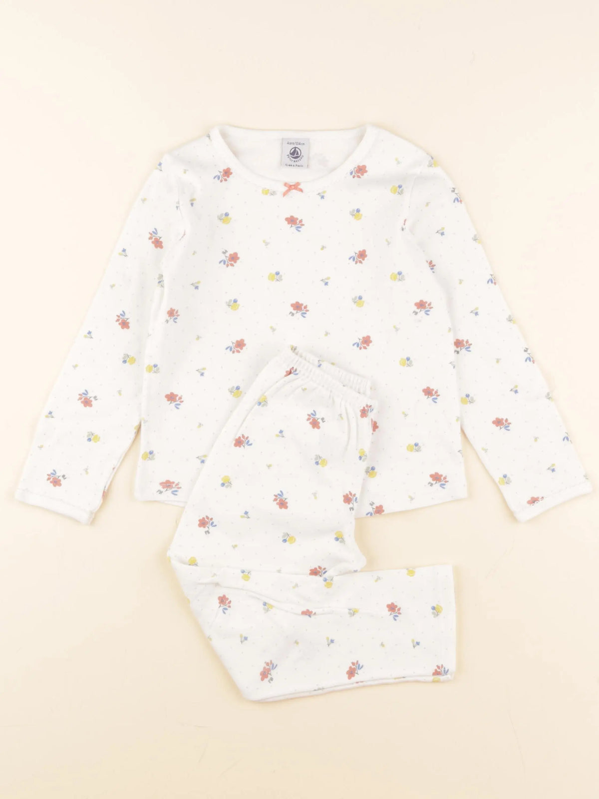 Petit Bateau - pyjama coton blanc - 4 ans