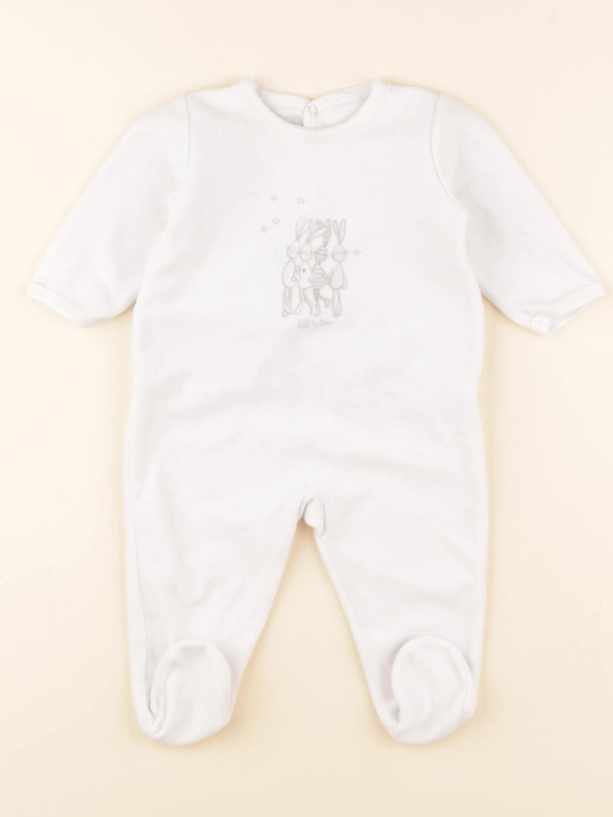 Petit Bateau - pyjama velours blanc - 6 mois