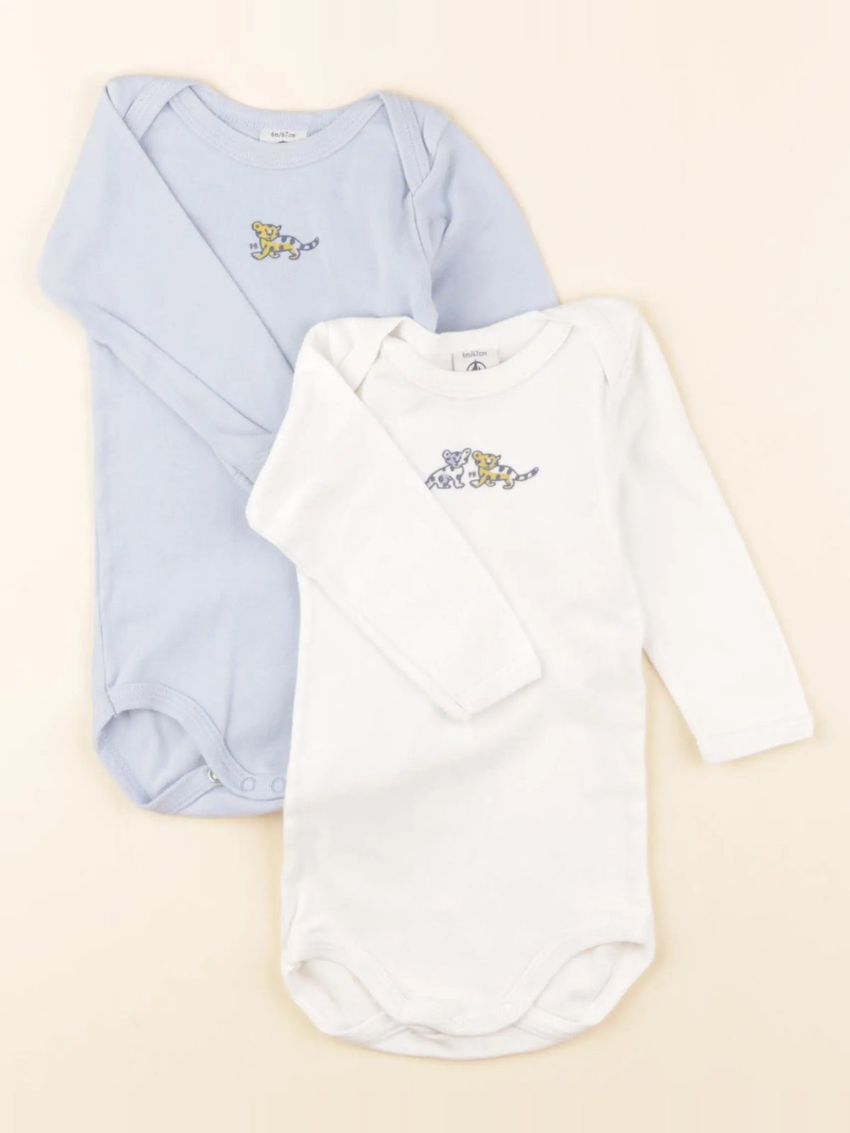 Petit Bateau - lot de 2 bodies en coton bleu, blanc - 6 mois