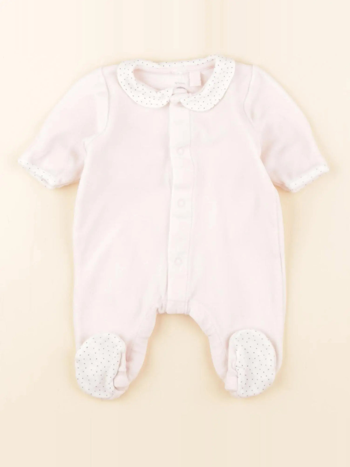 Petit Bateau - pyjama velours rose - 0 mois