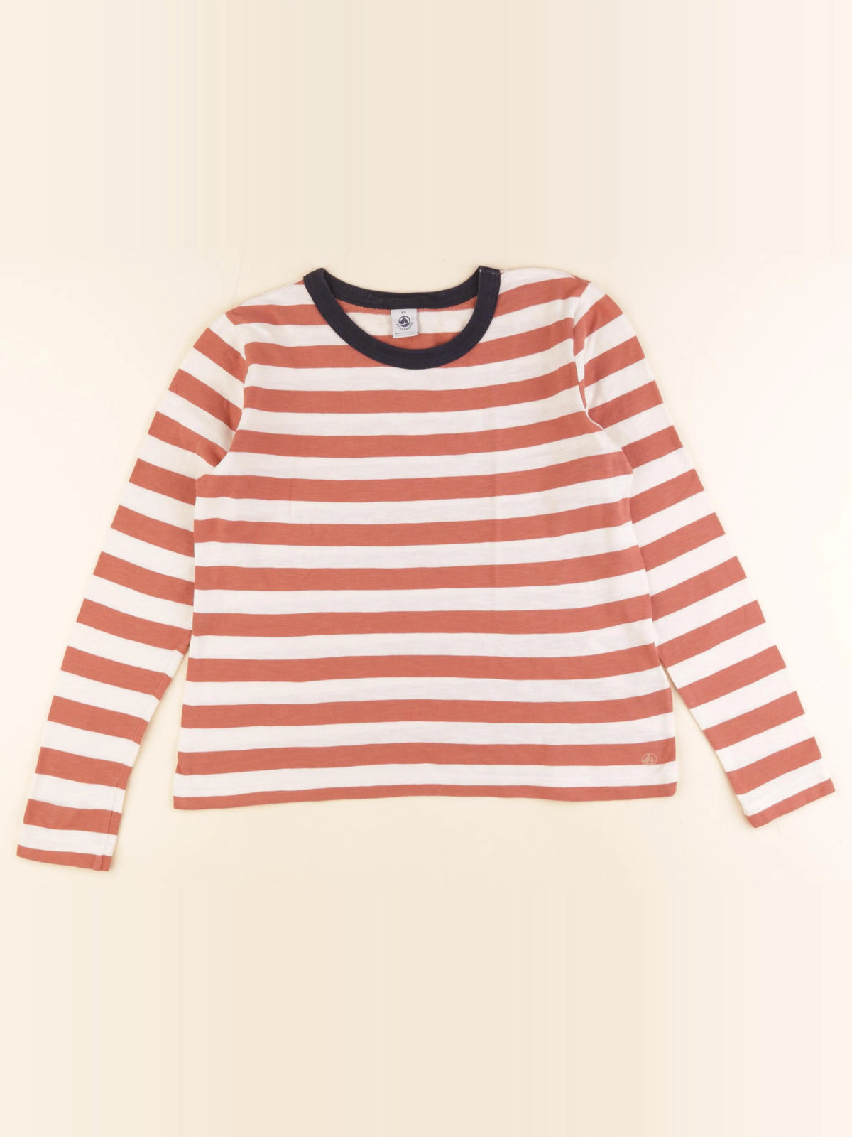 Petit Bateau - tee-shirt rouge, beige - 14 ans