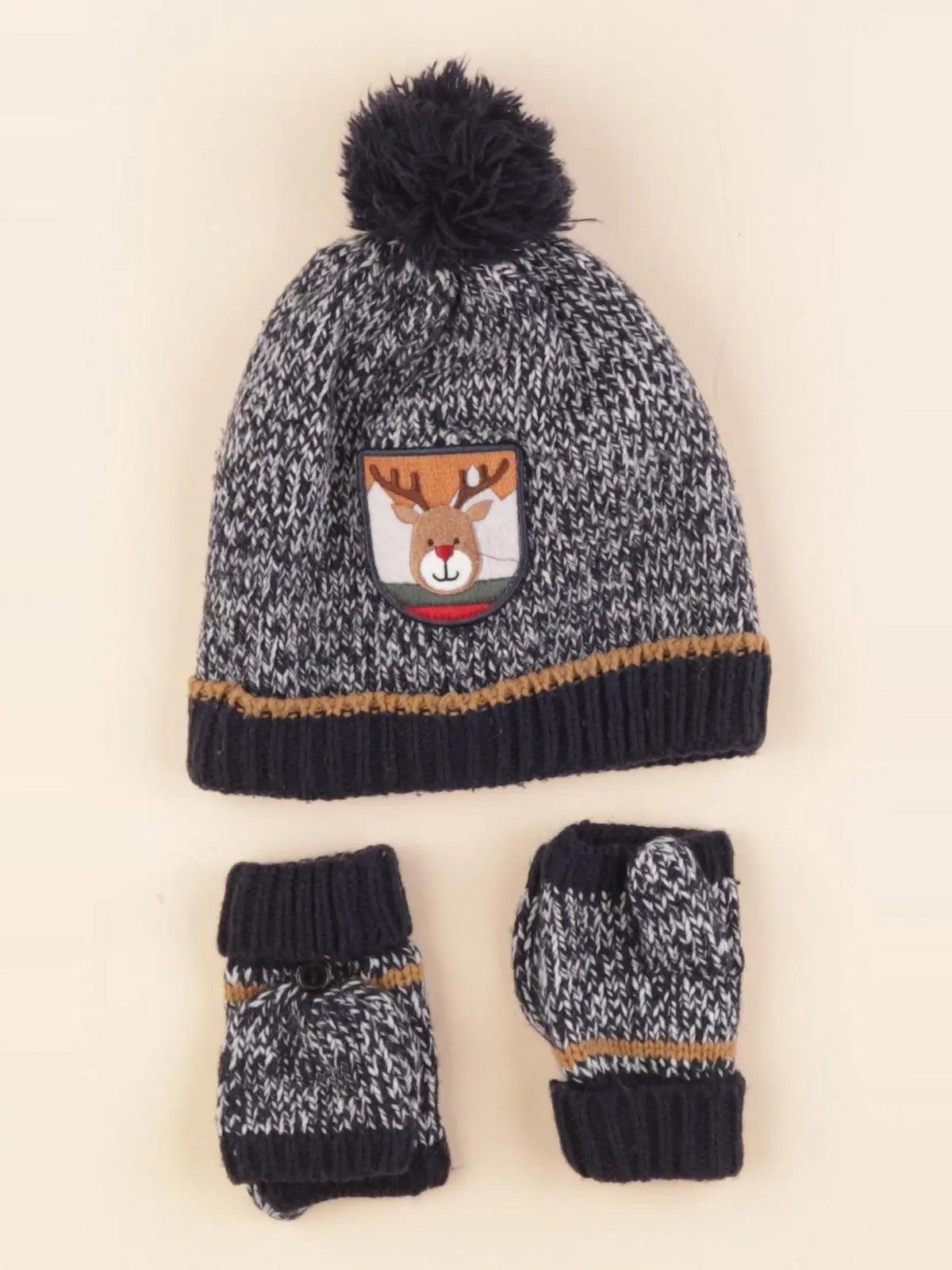 Vertbaudet - ensemble bonnet/moufles bleu - 4/6 ans