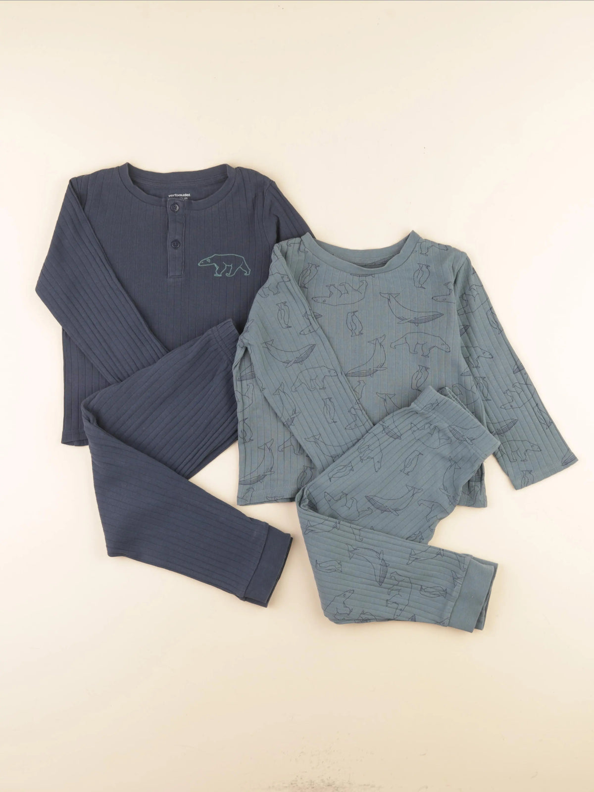 Vertbaudet - lot de 2 pyjamas coton bleu, vert - 4 ans