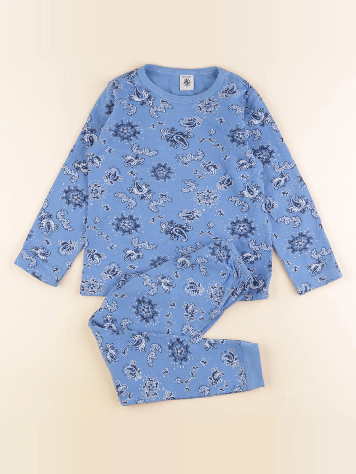 Petit Bateau - pyjama coton bleu - 6 ans