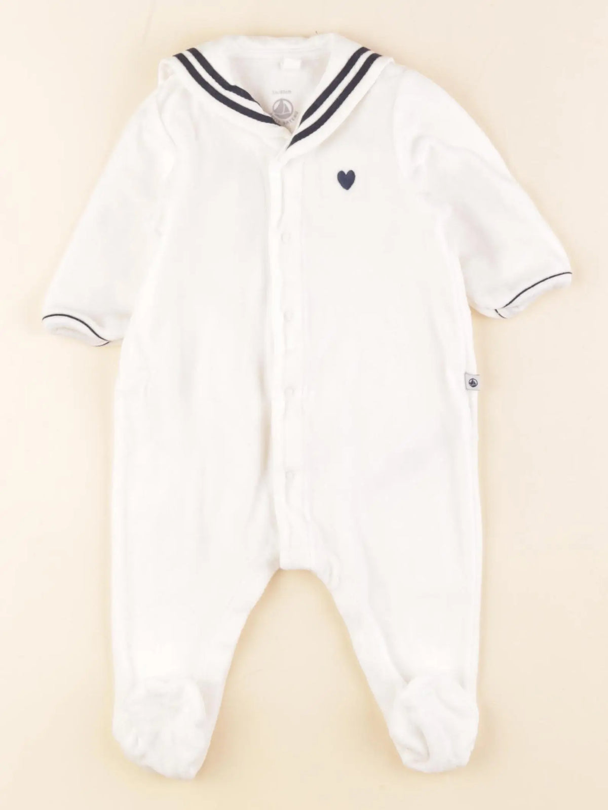 Petit Bateau - pyjama velours blanc - 3 mois