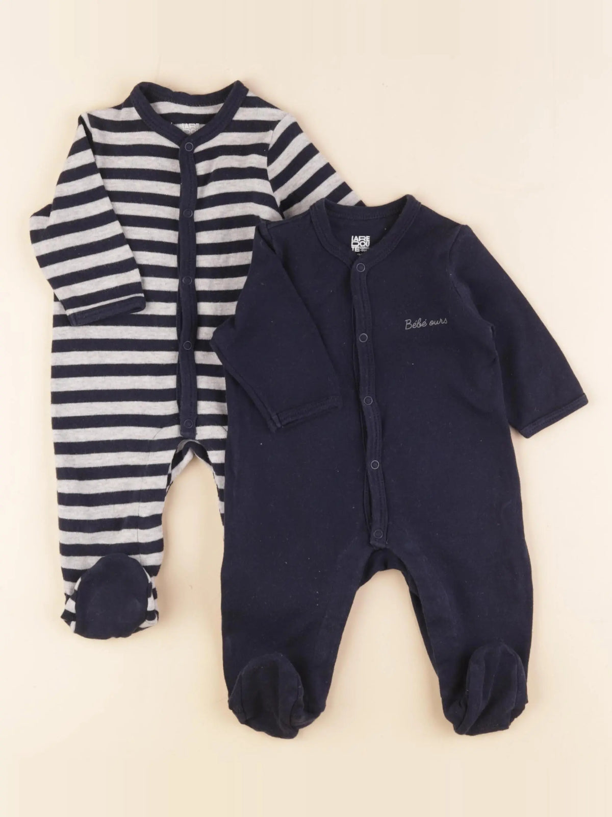 La Redoute - lot de 2 pyjamas coton bleu - 3 mois