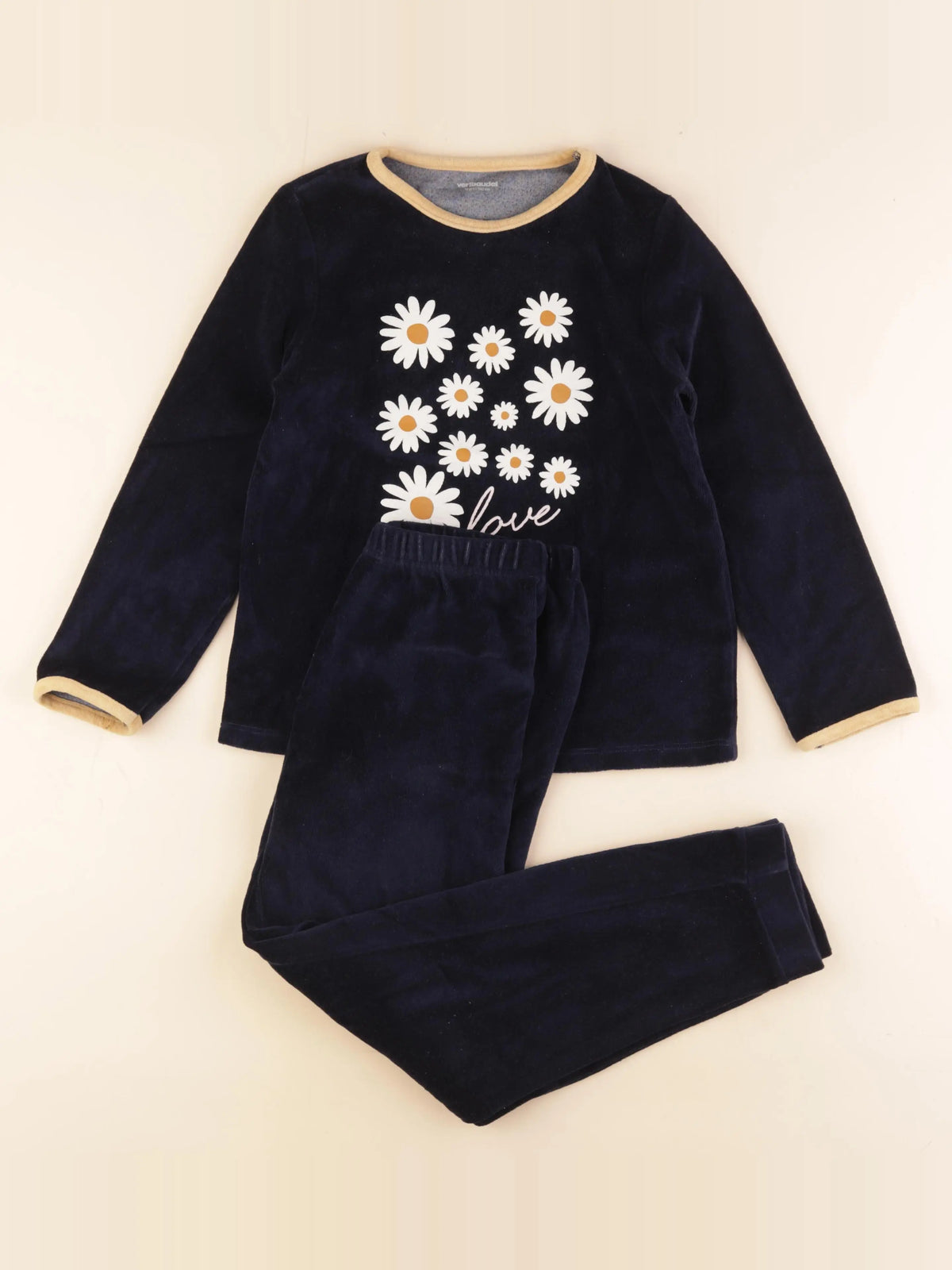 Vertbaudet - pyjama velours bleu - 10 ans