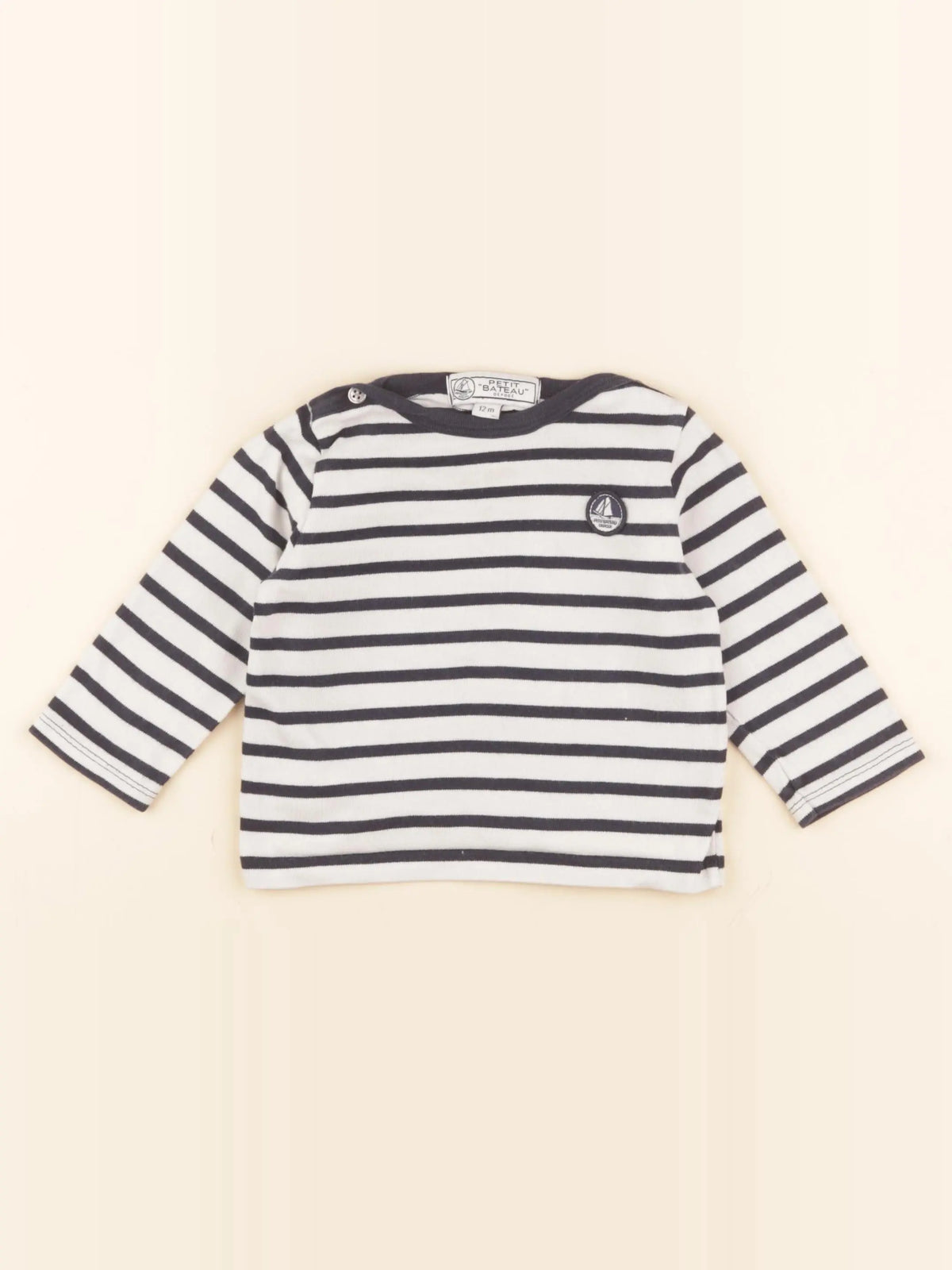 Petit Bateau - tee-shirt bleu - 12 mois