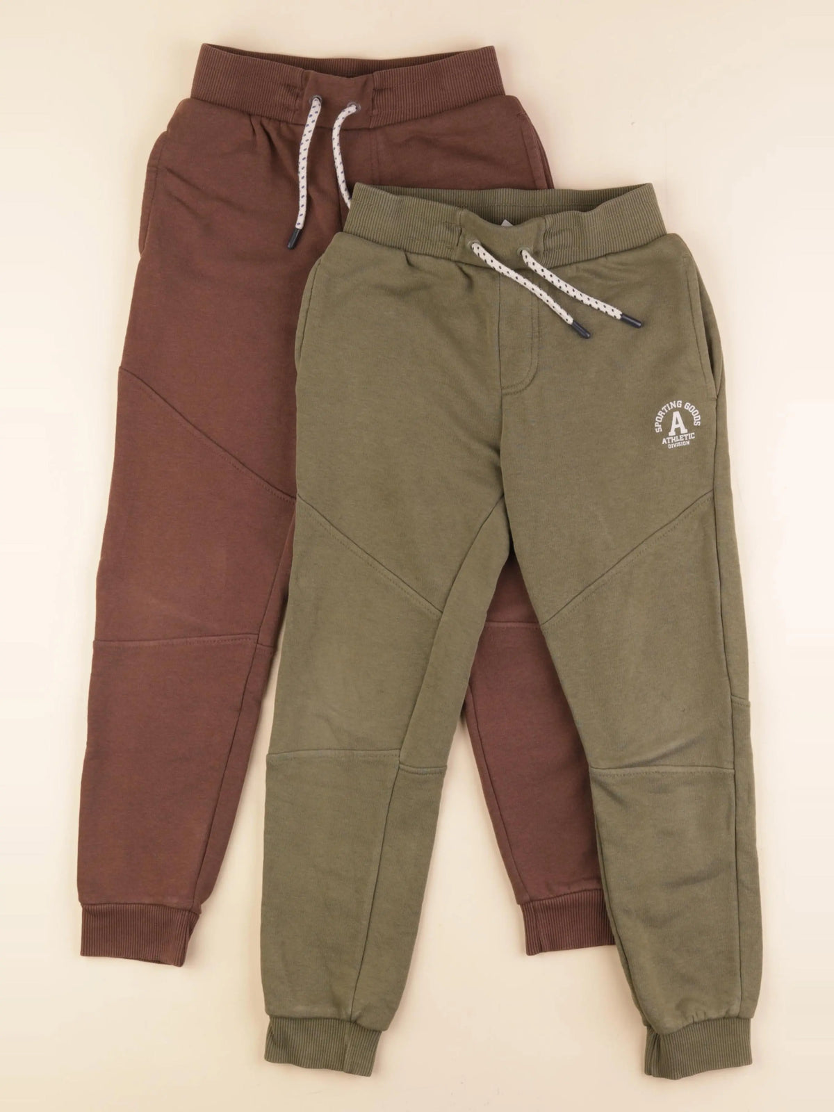 Vertbaudet - lot de 2 joggings vert, marron - 8 ans