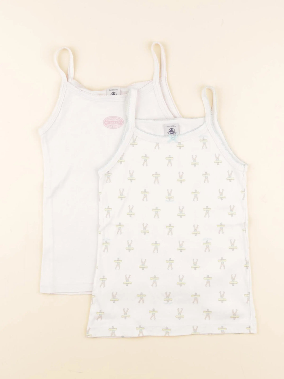Petit Bateau - lot de 2 maillots de corps blanc, rose - 8 ans