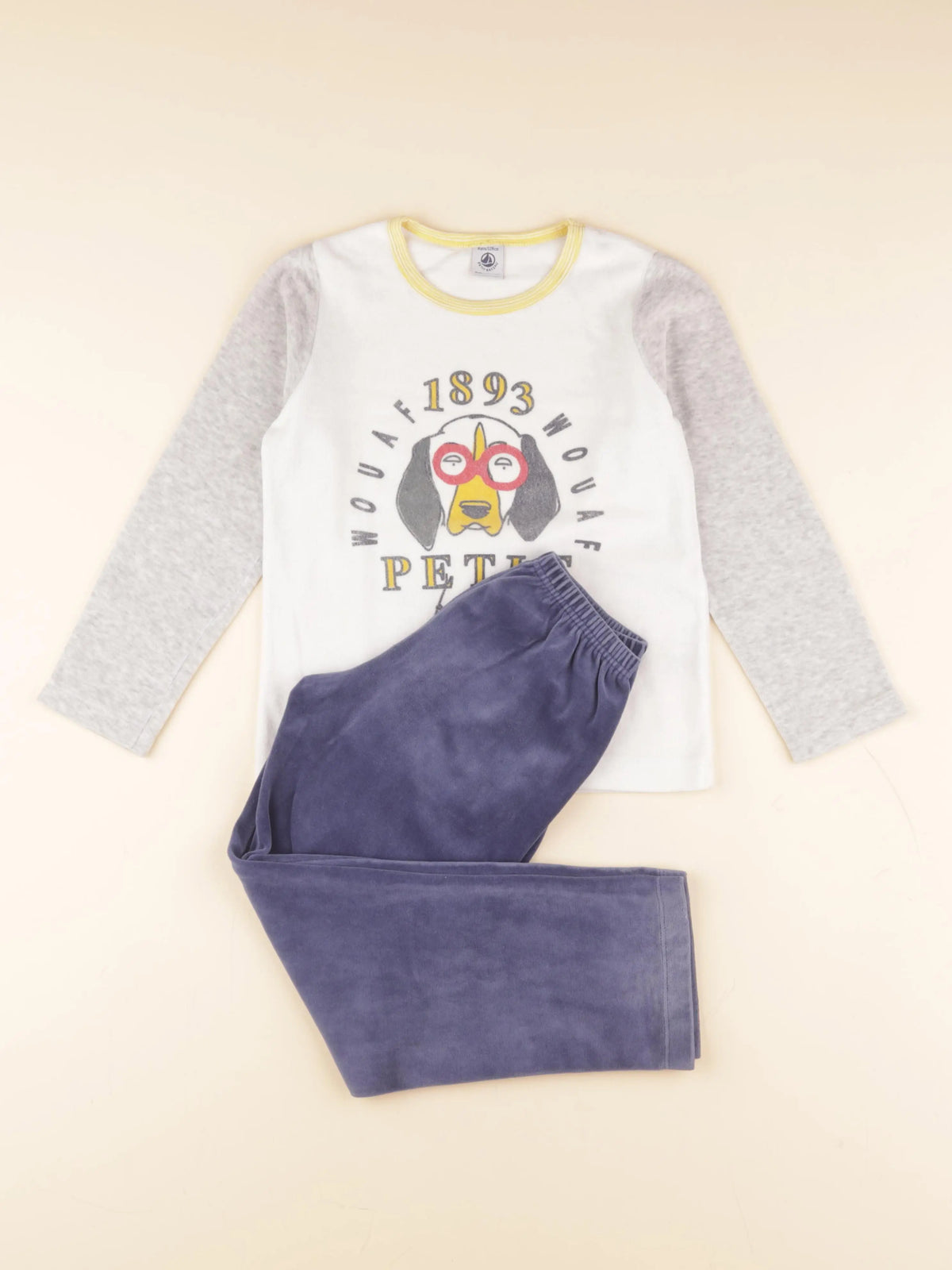 Petit Bateau - pyjama velours multicolore - 8 ans