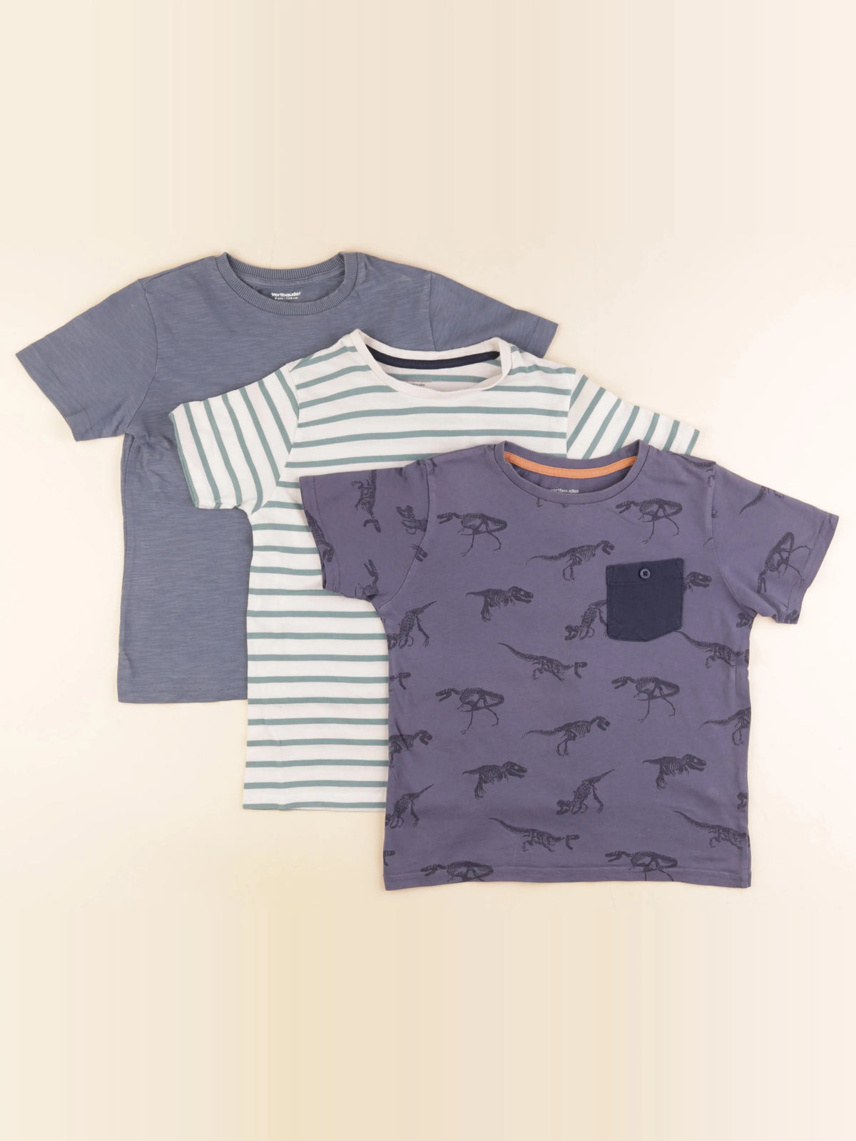 Vertbaudet - lot de 3 tee-shirts bleu, vert - 8 ans