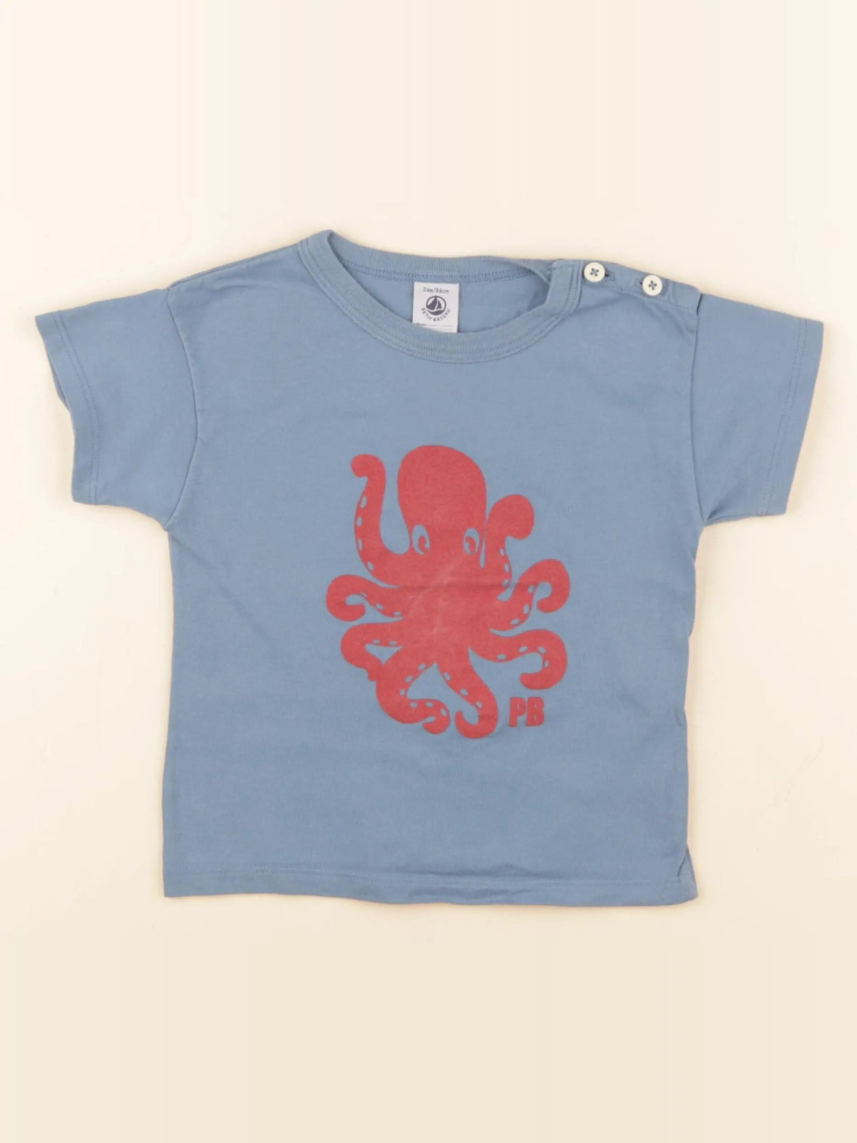 Petit Bateau - tee-shirt bleu, rouge - 24 mois