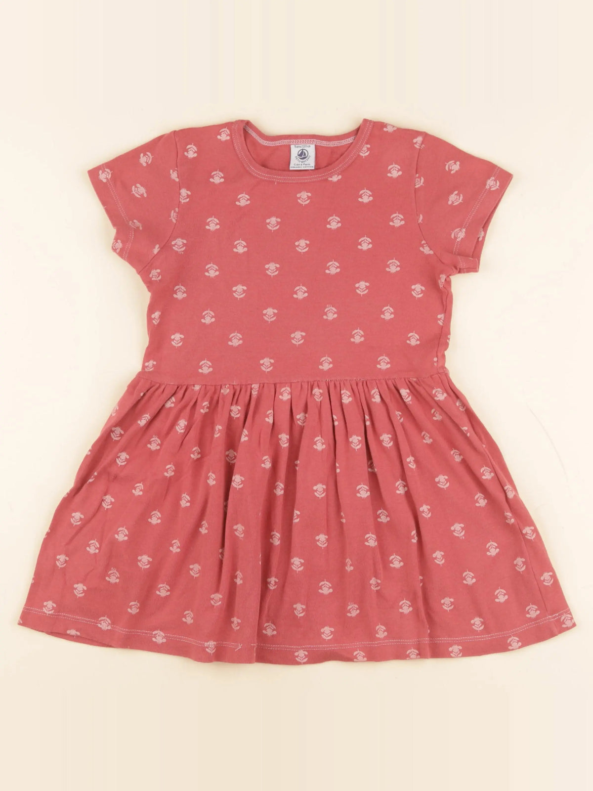 Petit Bateau - robe rose, rouge - 5 ans
