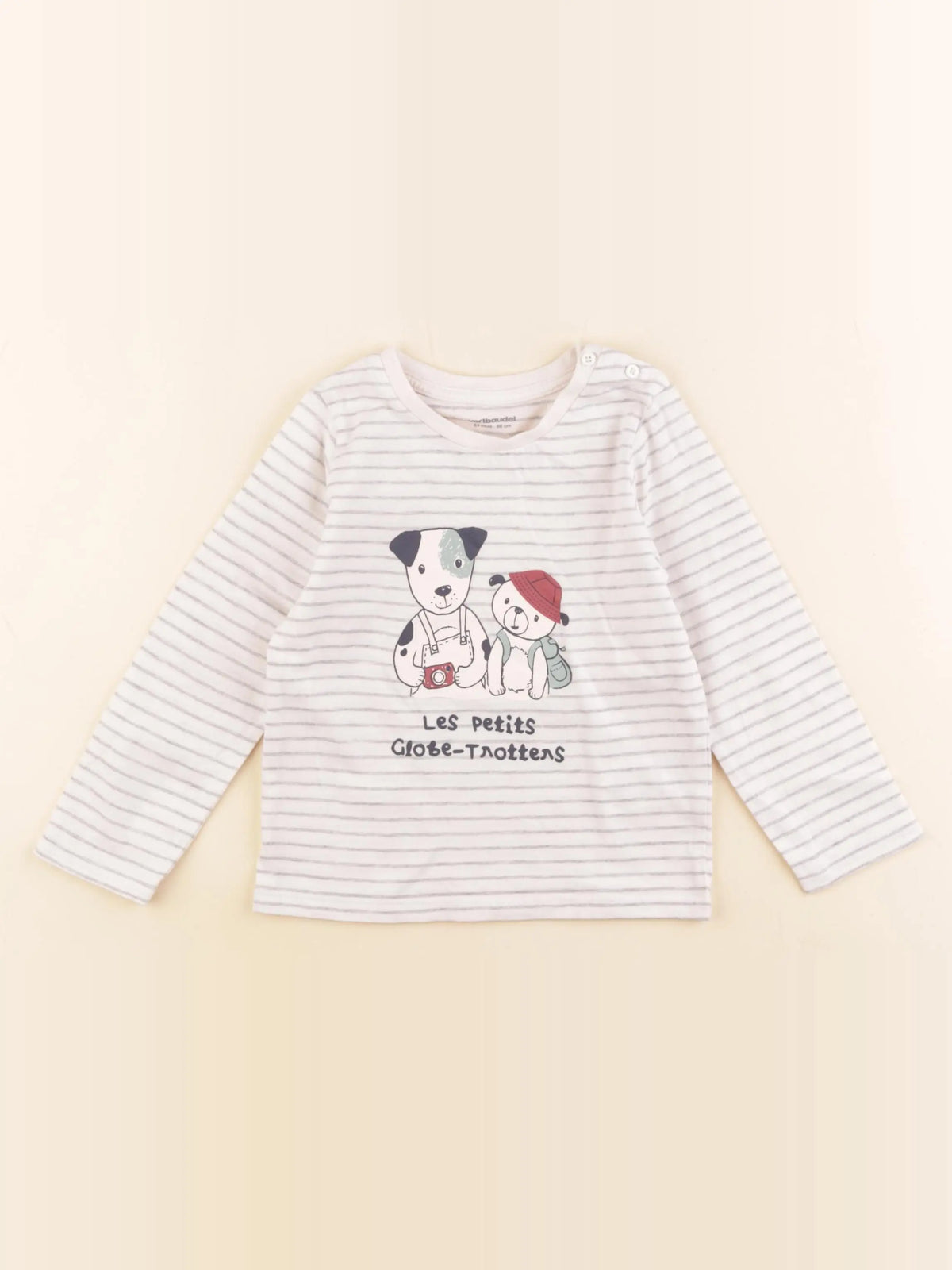 Vertbaudet - tee-shirt blanc, gris - 24 mois