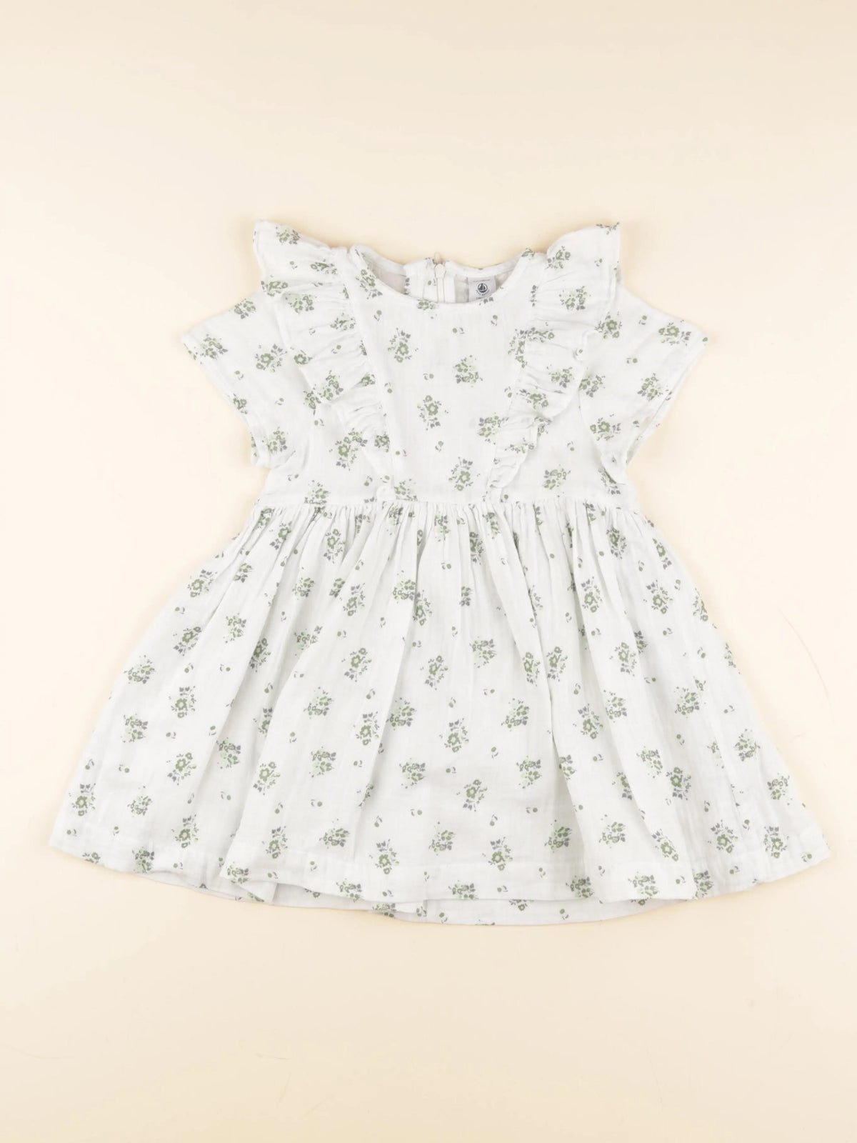 Petit Bateau - robe blanc, vert - 4 ans